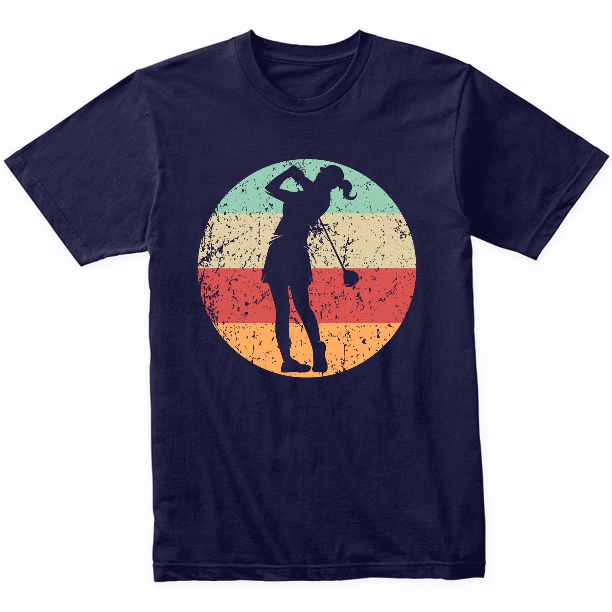 Retro Golfer Female Athlete Golf Golfing Girls Sports T-Shirt