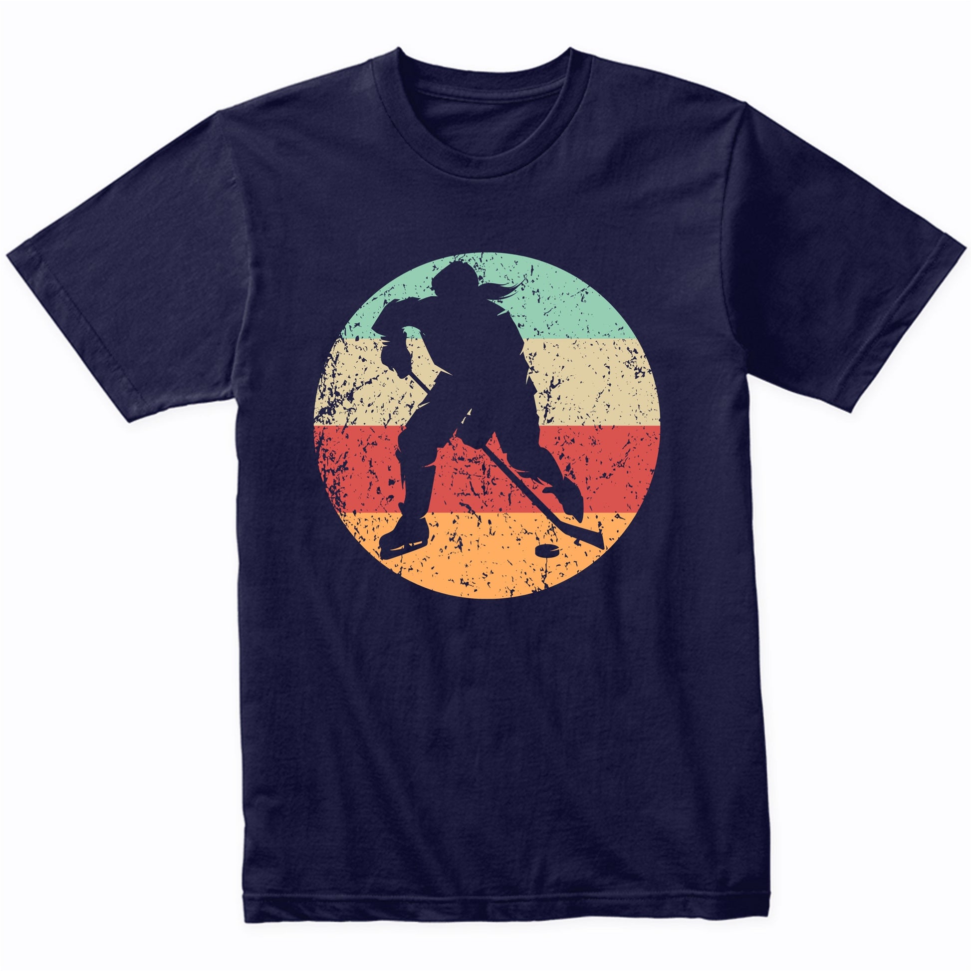 Retro Hockey Player Female Athlete Girls Sports T-Shirt