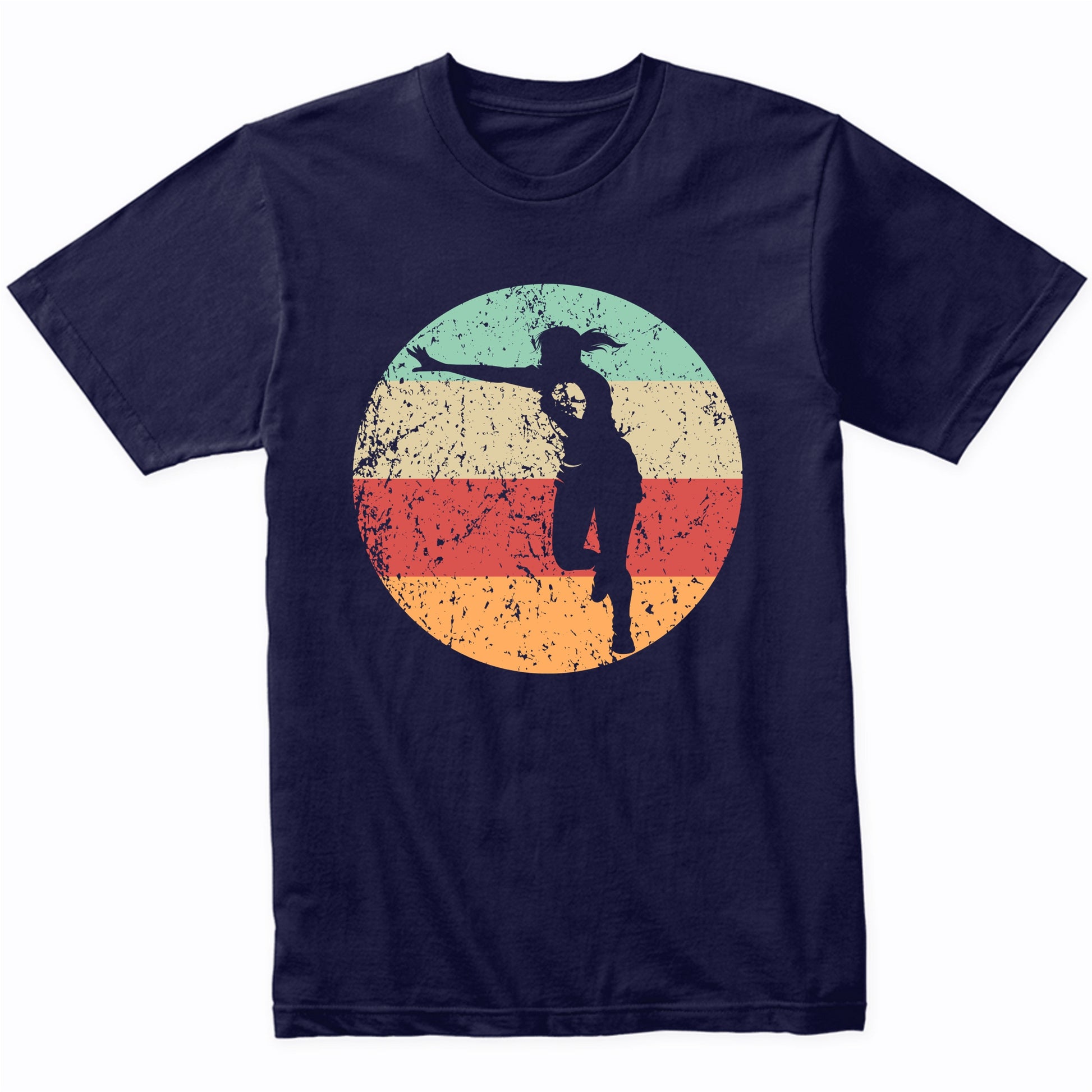 Retro Rugby Player Stiff Arm Female Athlete Girls Sports T-Shirt