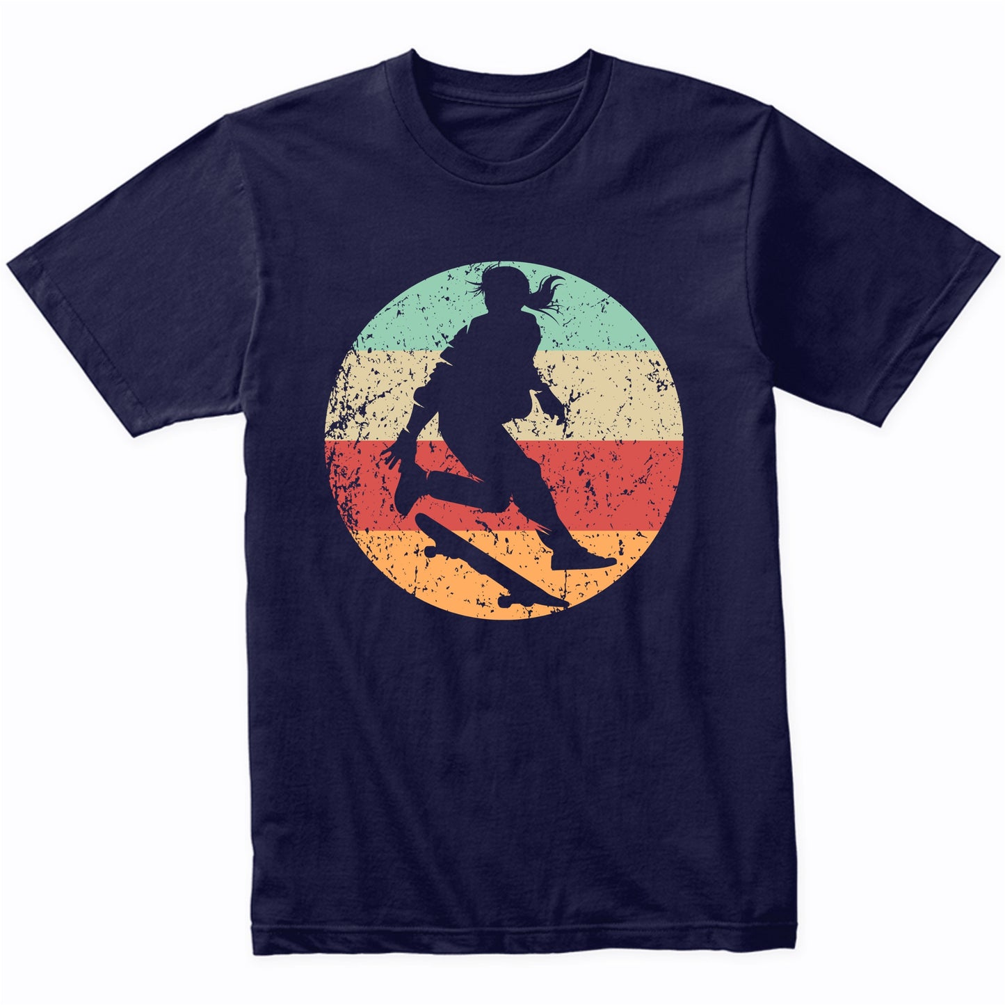 Retro Skateboarder Female Athlete Skateboarding Girls Sports T-Shirt