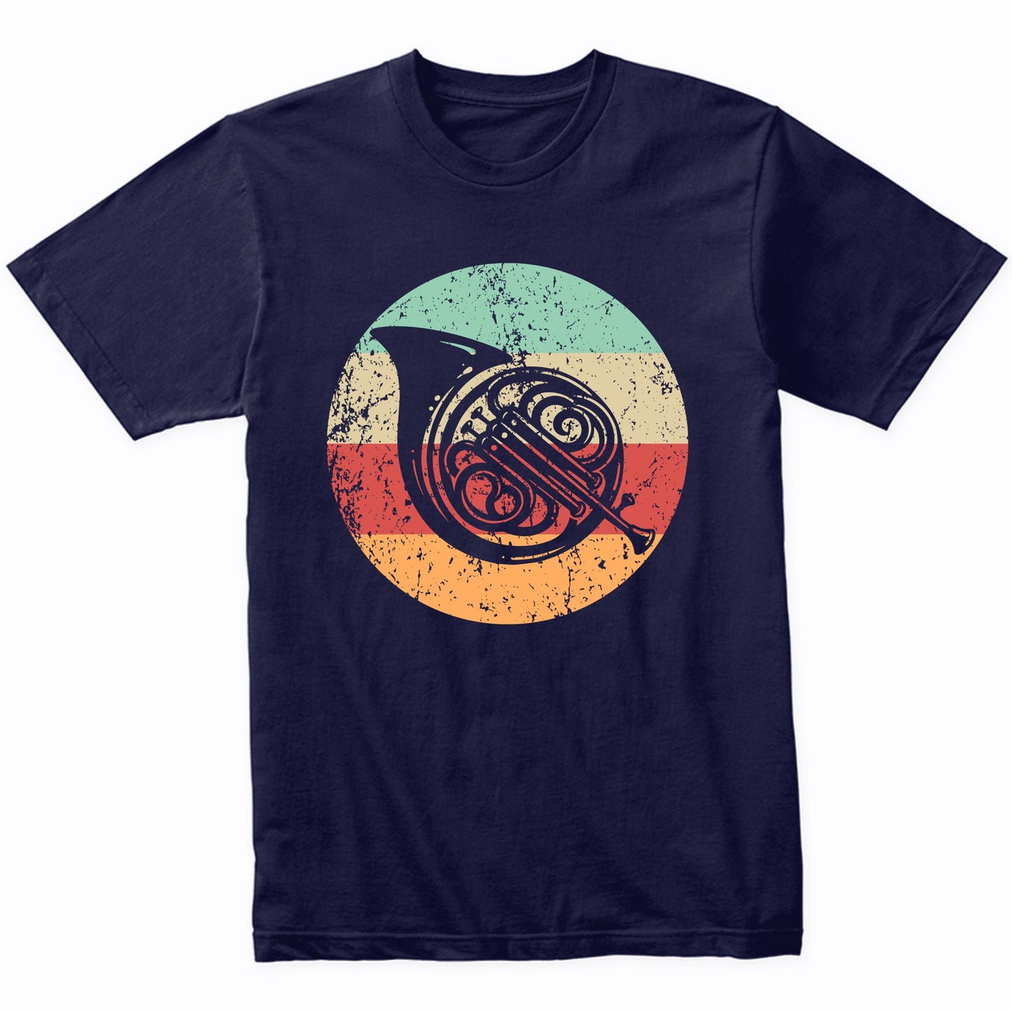 Retro French Horn Vintage Style Musician Musical Instrument T-Shirt