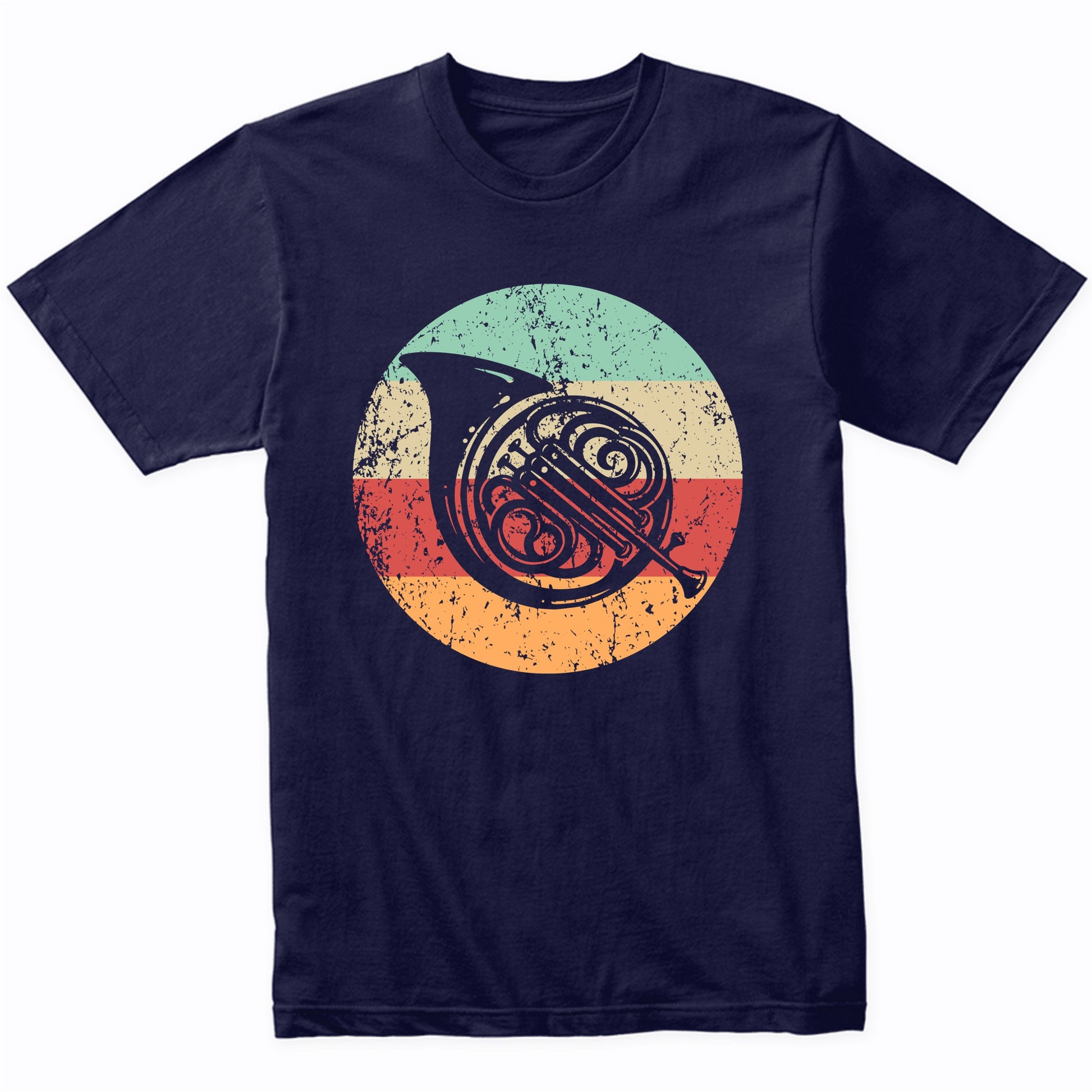 Retro French Horn Vintage Style Musician Musical Instrument T-Shirt