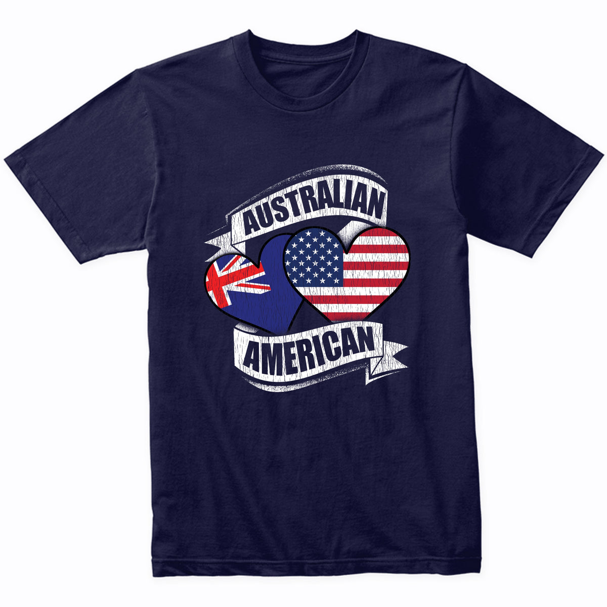 Australian American Hearts USA Australia Flags T-Shirt