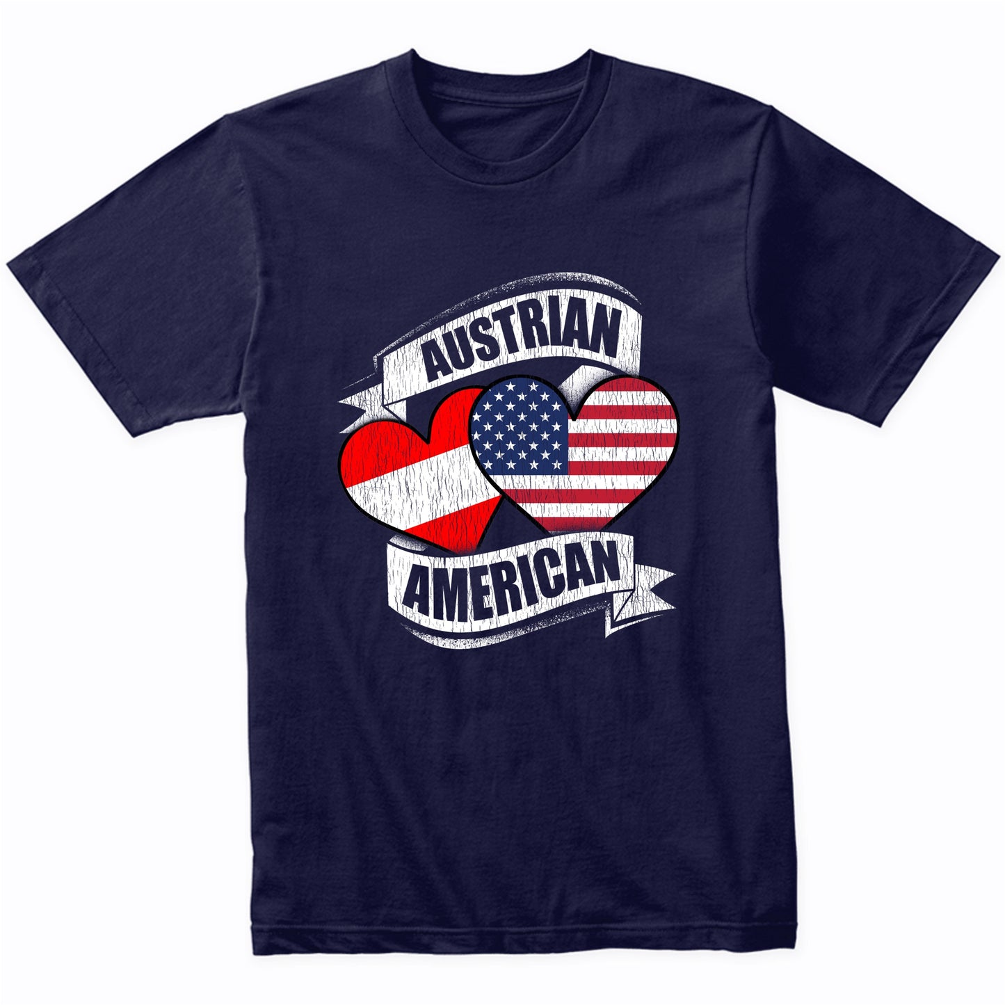 Austrian American Hearts USA Austria Flags T-Shirt