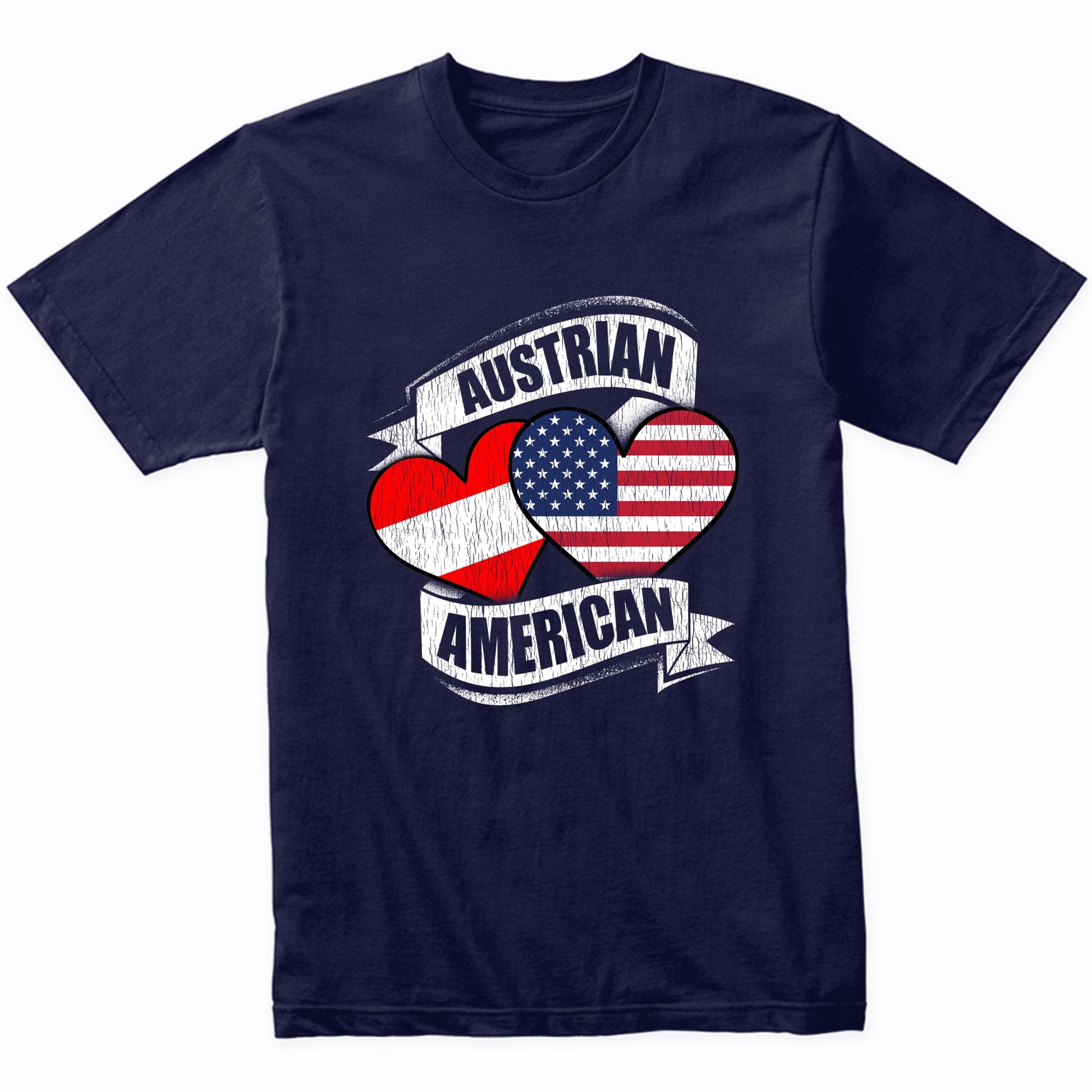 Austrian American Hearts USA Austria Flags T-Shirt