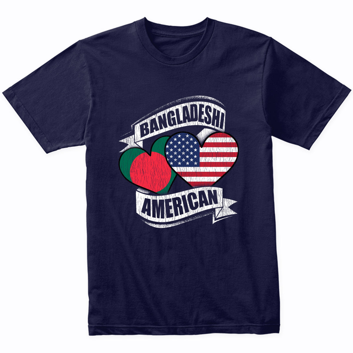 Bangladeshi American Hearts USA Bangladesh Flags T-Shirt