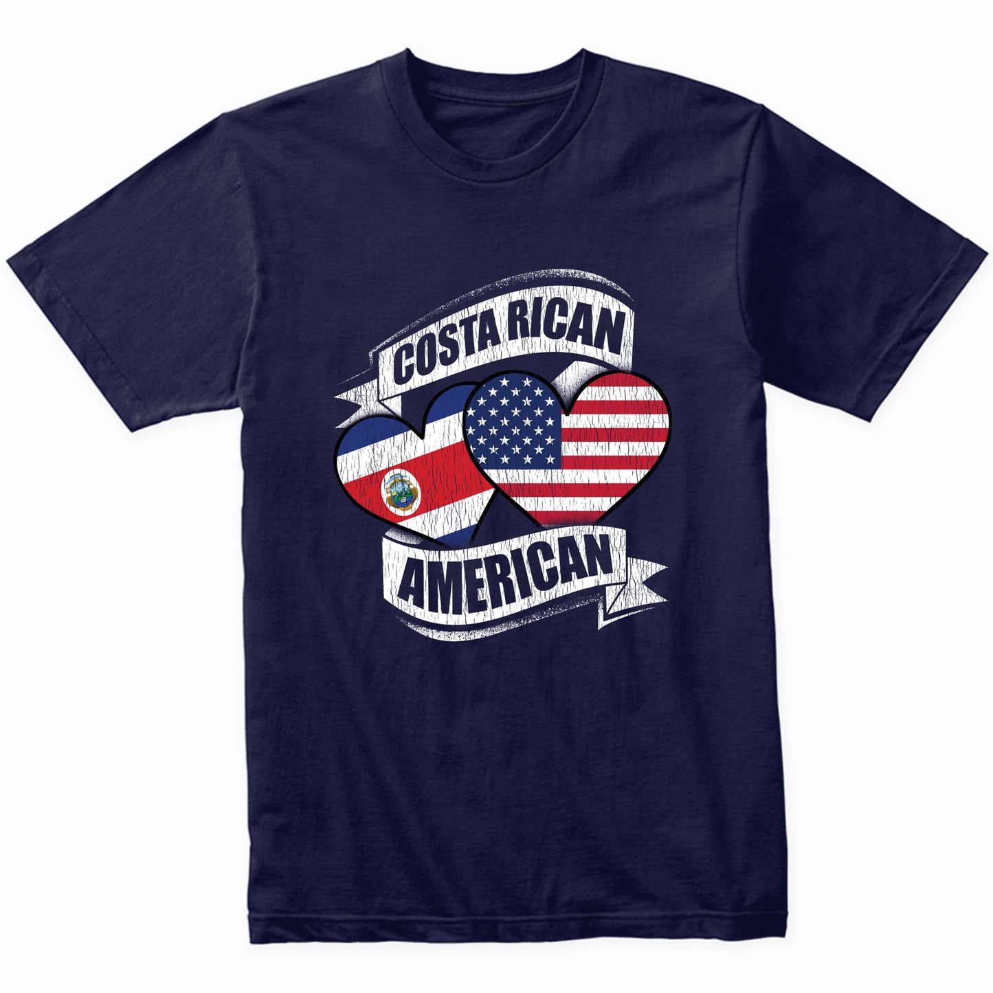 Costa Rican American Hearts USA Costa Rica Flags T-Shirt