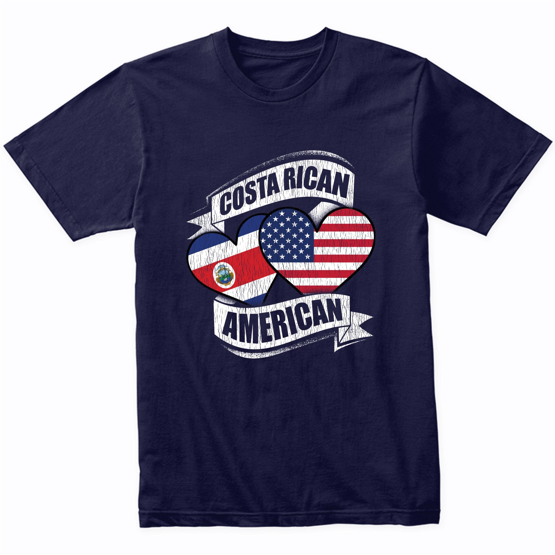 Costa Rican American Hearts USA Costa Rica Flags T-Shirt