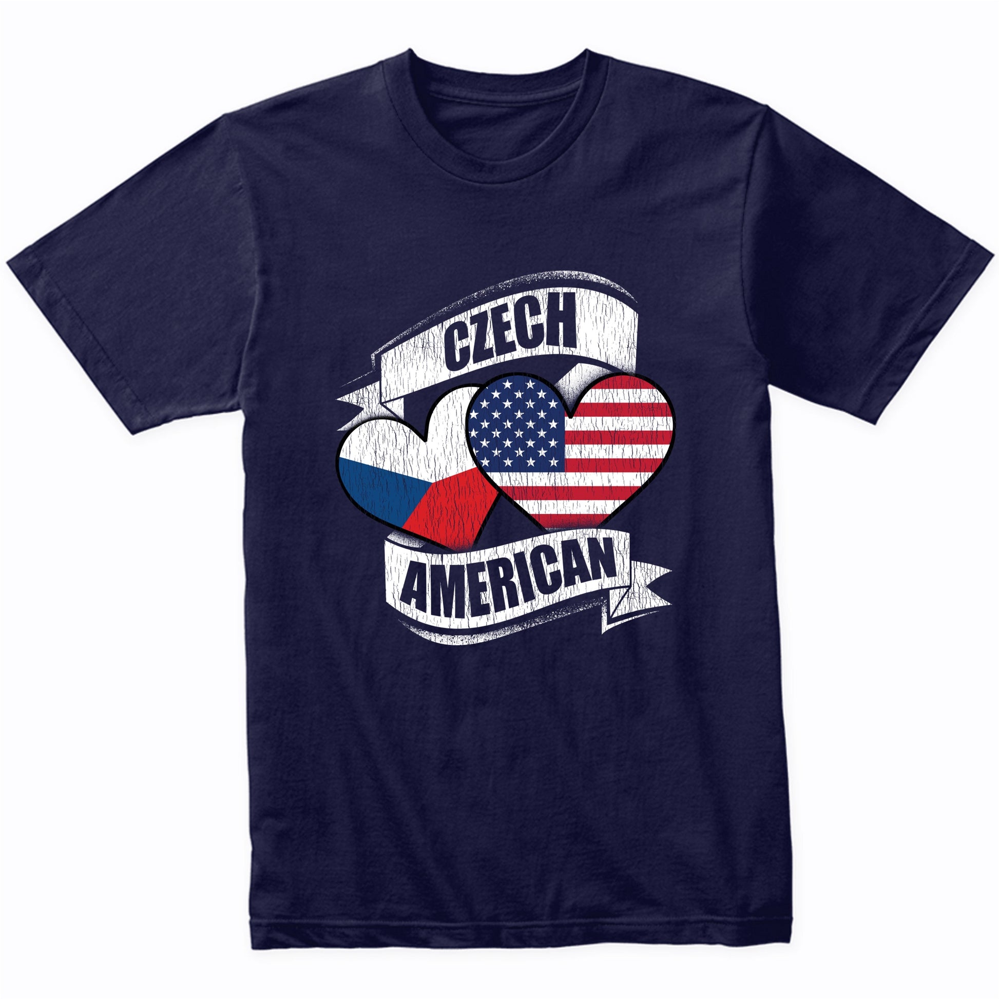 Czech American Hearts USA Czech Republic Flags T-Shirt