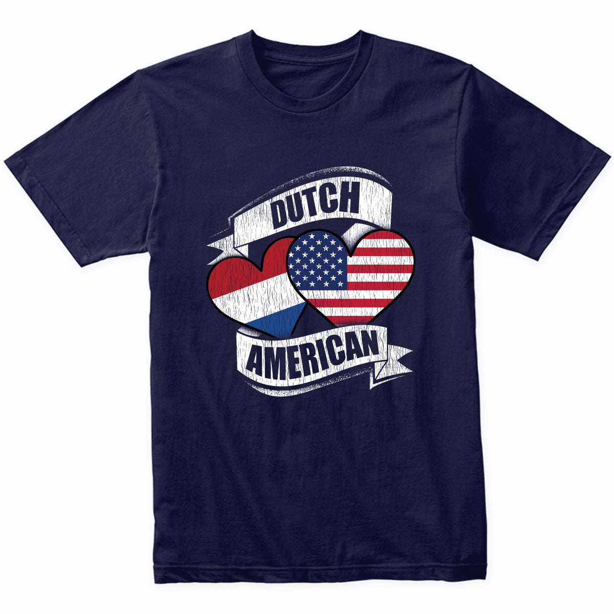 Dutch American Hearts USA Netherlands Flags T-Shirt
