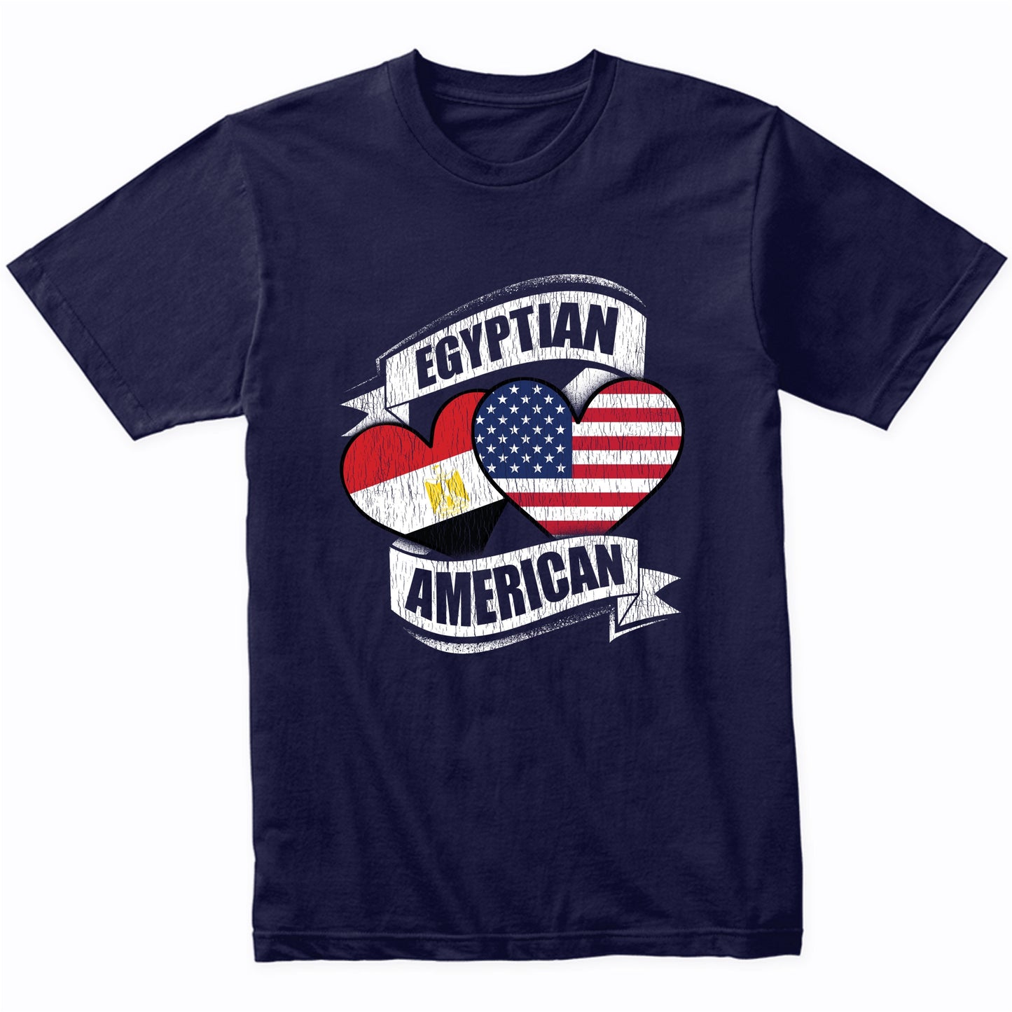 Egyptian American Hearts USA Egypt Flags T-Shirt