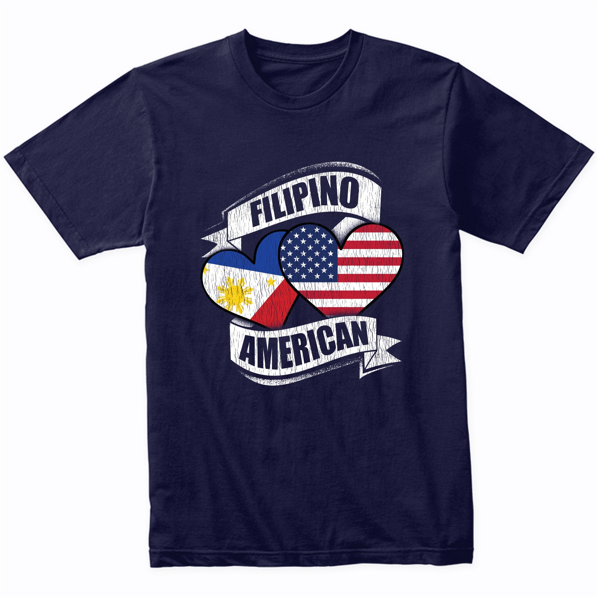 Filipino American Hearts USA Philippines Flags T-Shirt