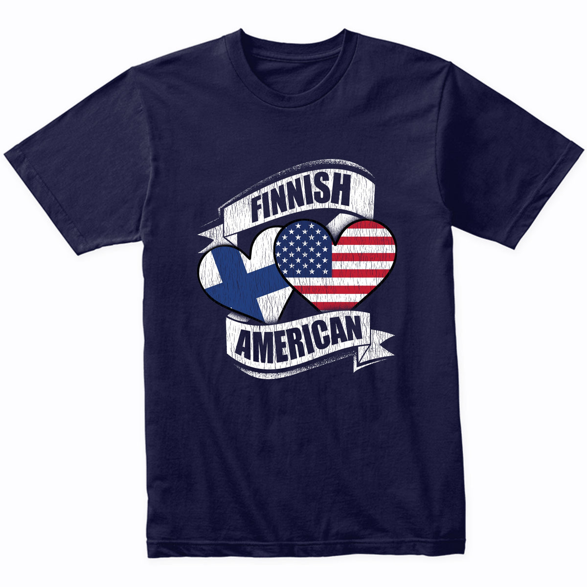 Finnish American Hearts USA Finland Flags T-Shirt