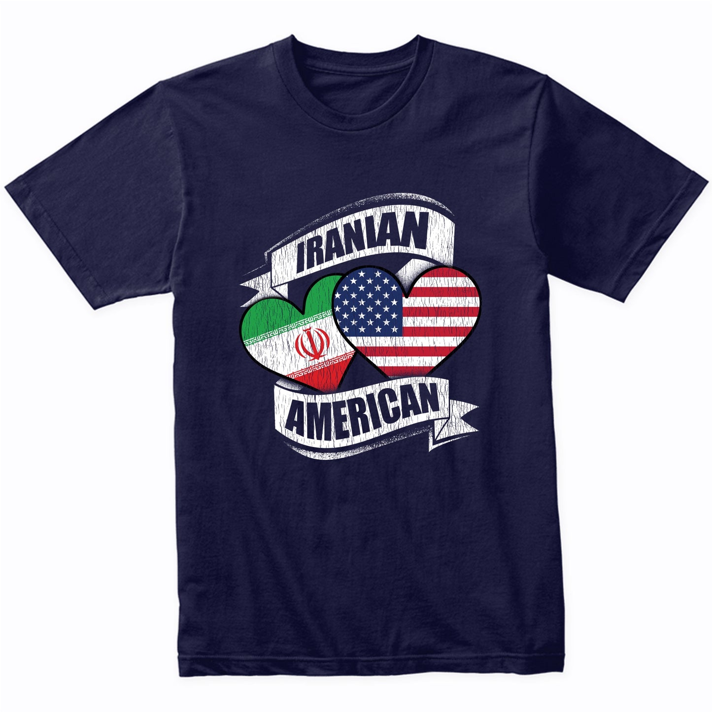 Iranian American Hearts USA Iran Flags T-Shirt