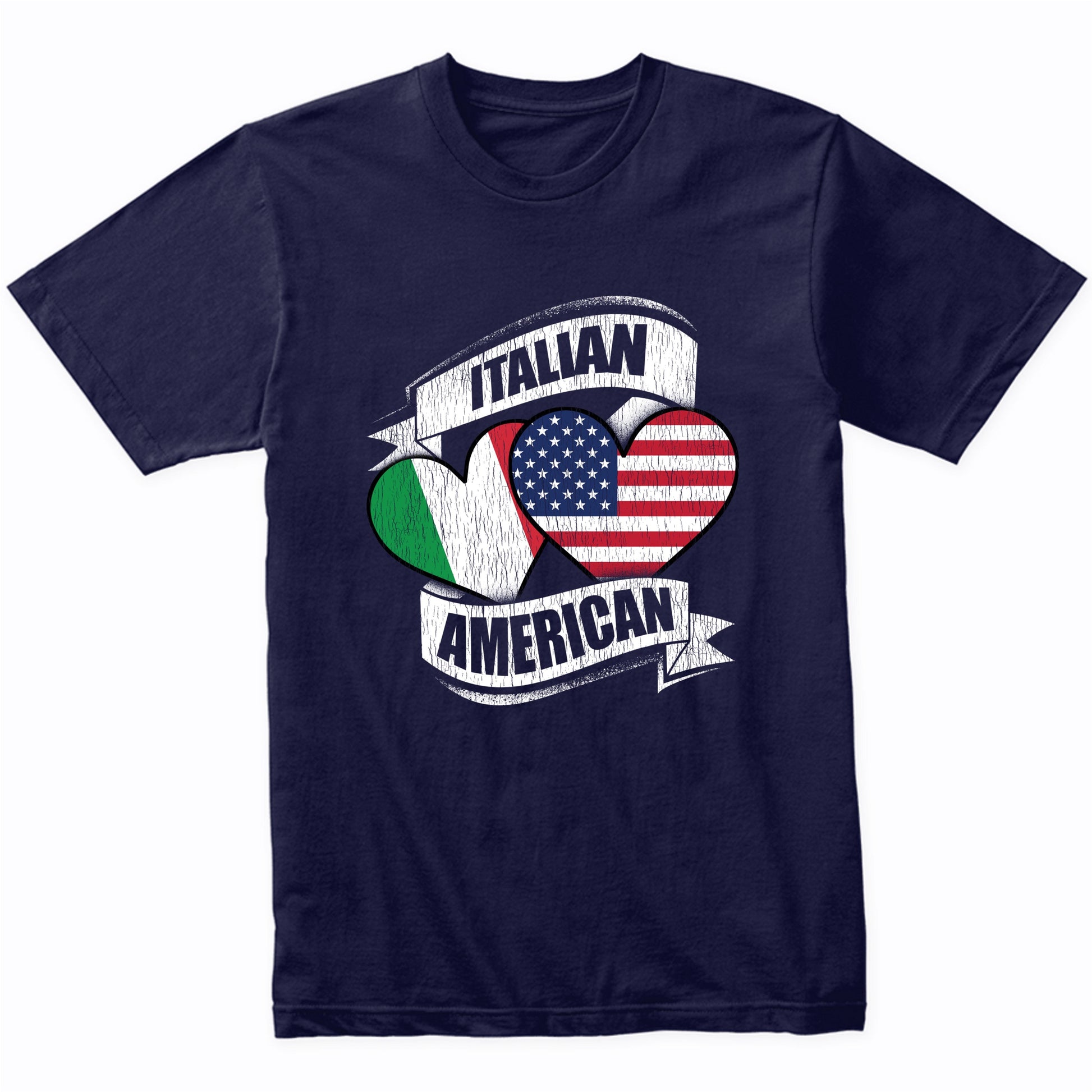 Italian American Hearts USA Italy Flags T-Shirt