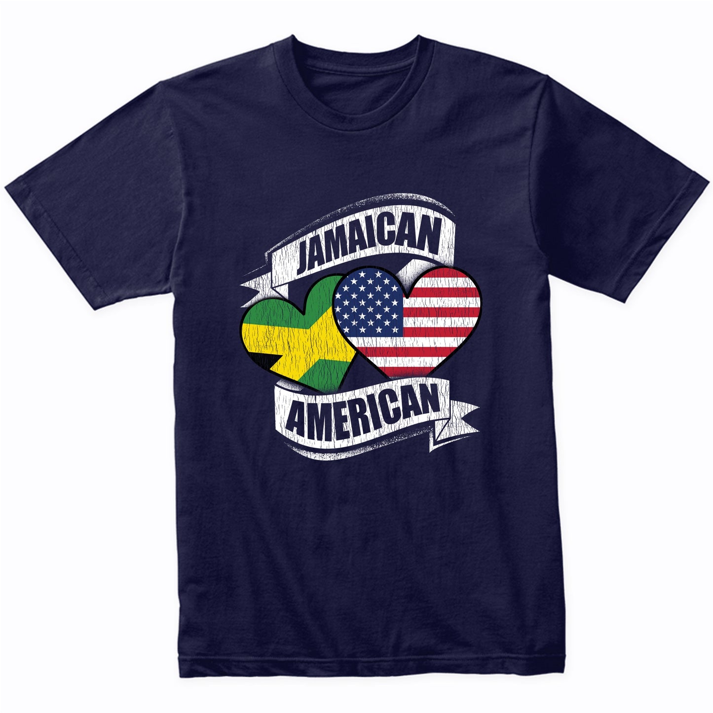 Jamaican American Hearts USA Jamaica Flags T-Shirt