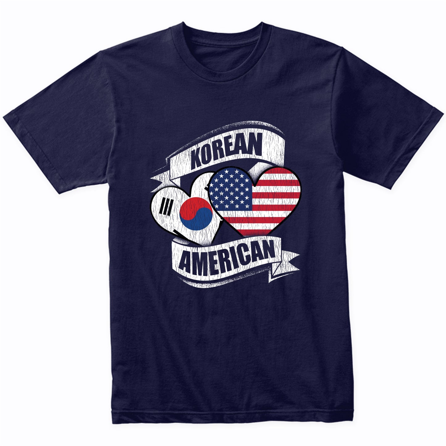 Korean American Hearts USA South Korea Flags T-Shirt