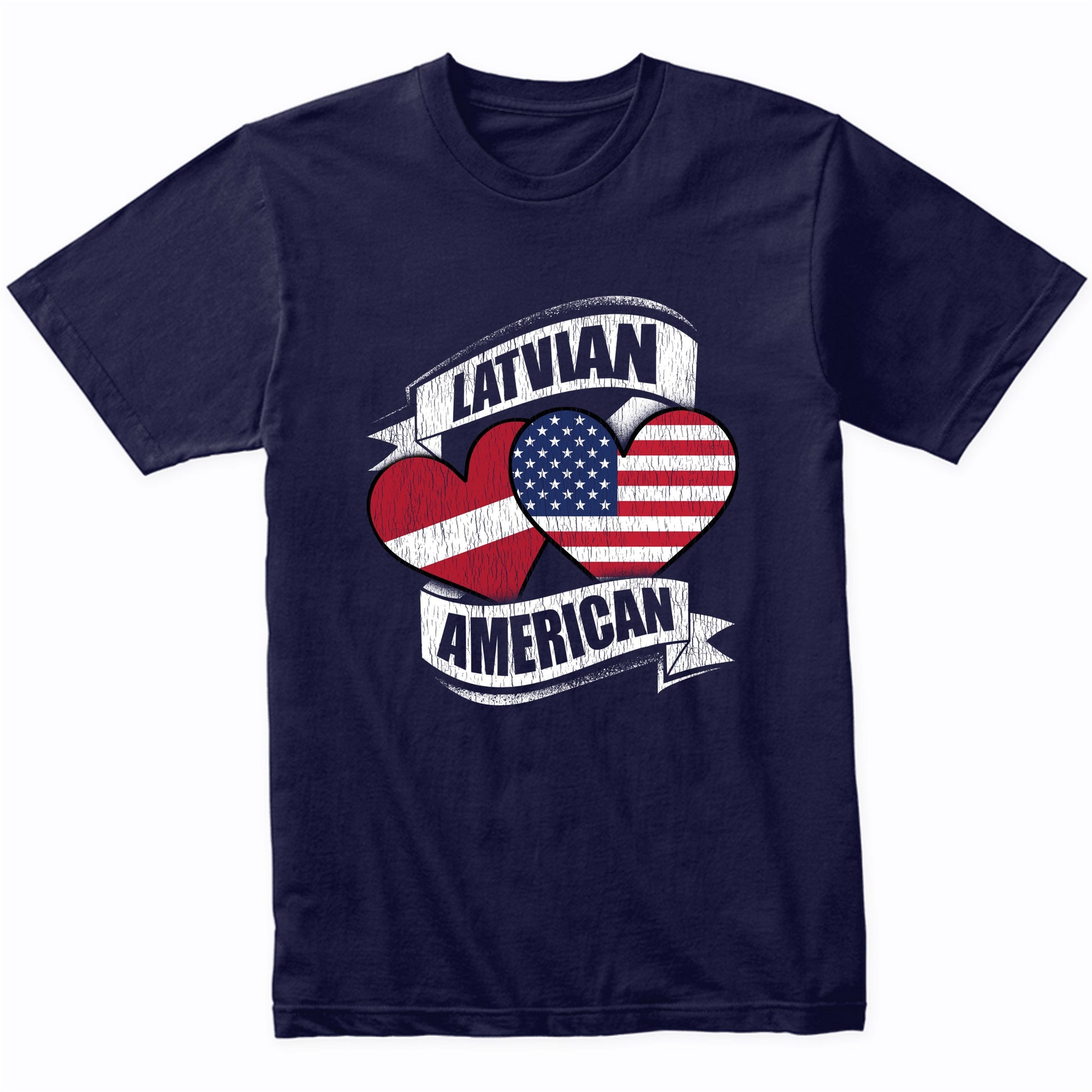 Latvian American Hearts USA Latvia Flags T-Shirt