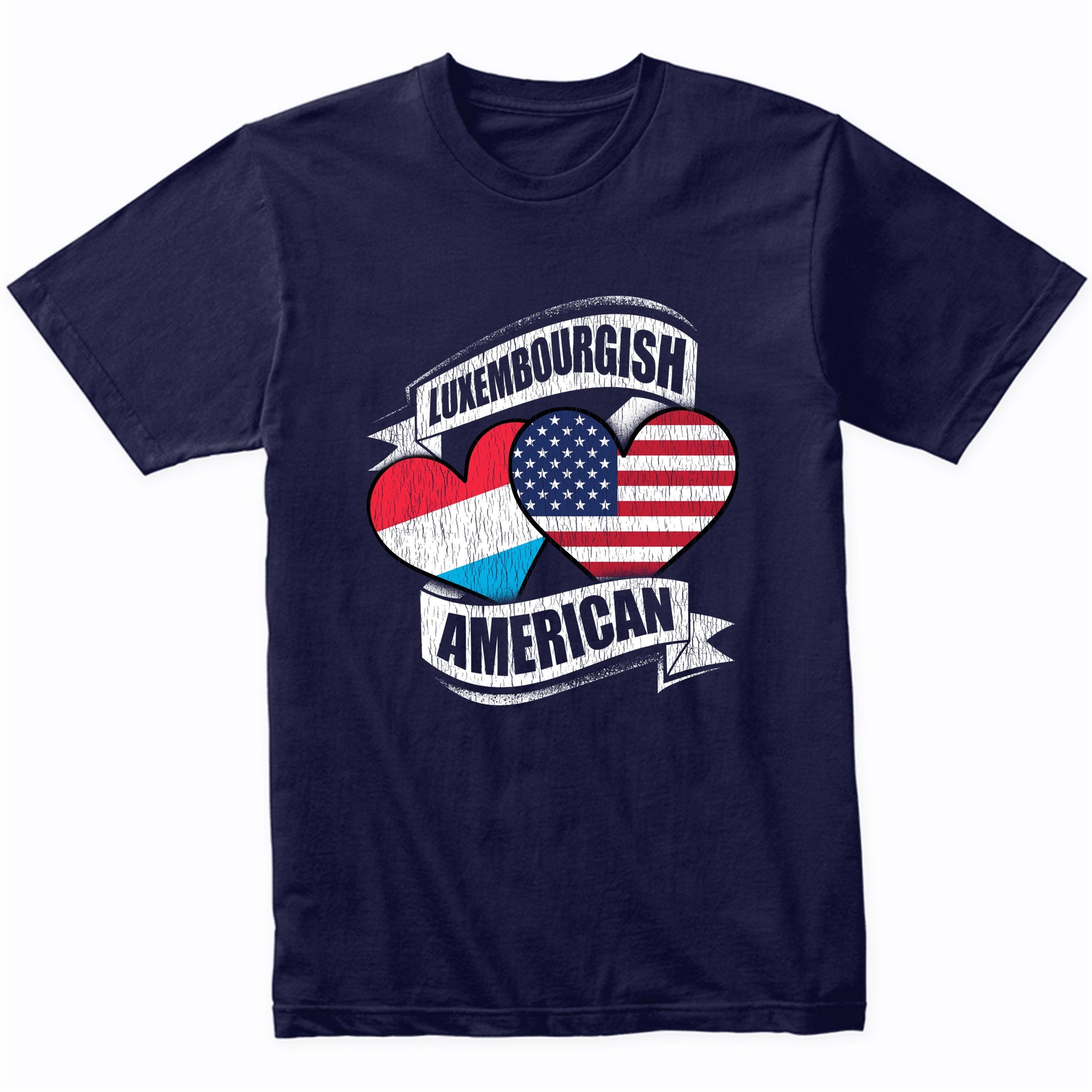 Luxembourgish American Hearts USA Luxembourg Flags T-Shirt