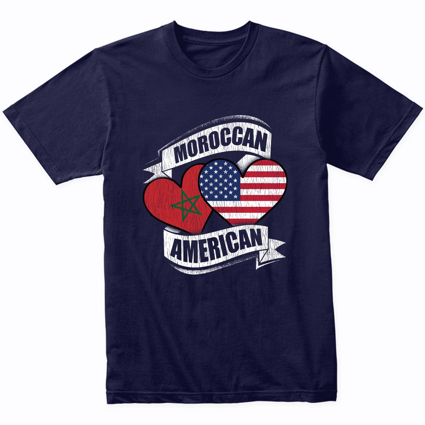 Moroccan American Hearts USA Morocco Flags T-Shirt