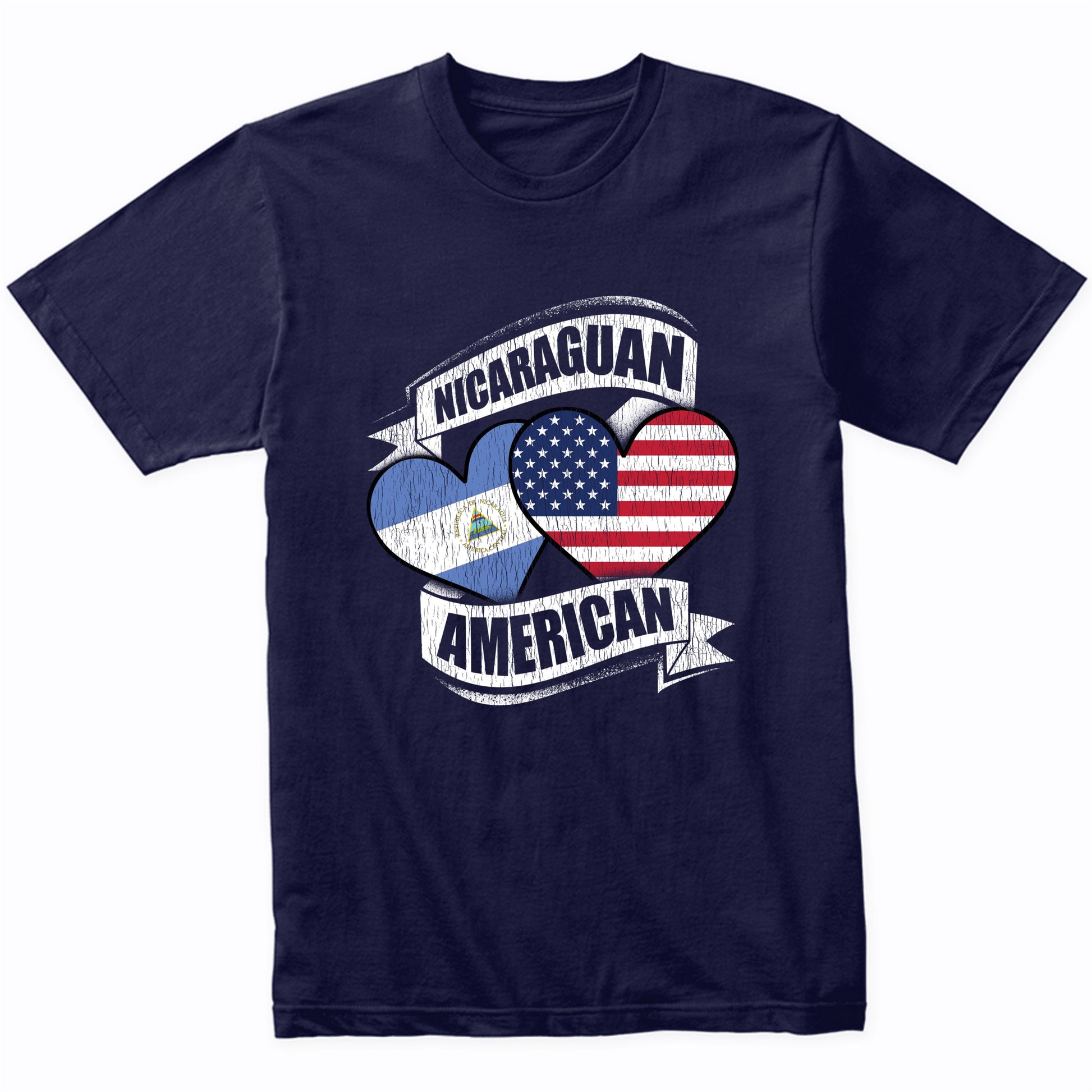 Nicaraguan American Hearts USA Nicaragua Flags T-Shirt