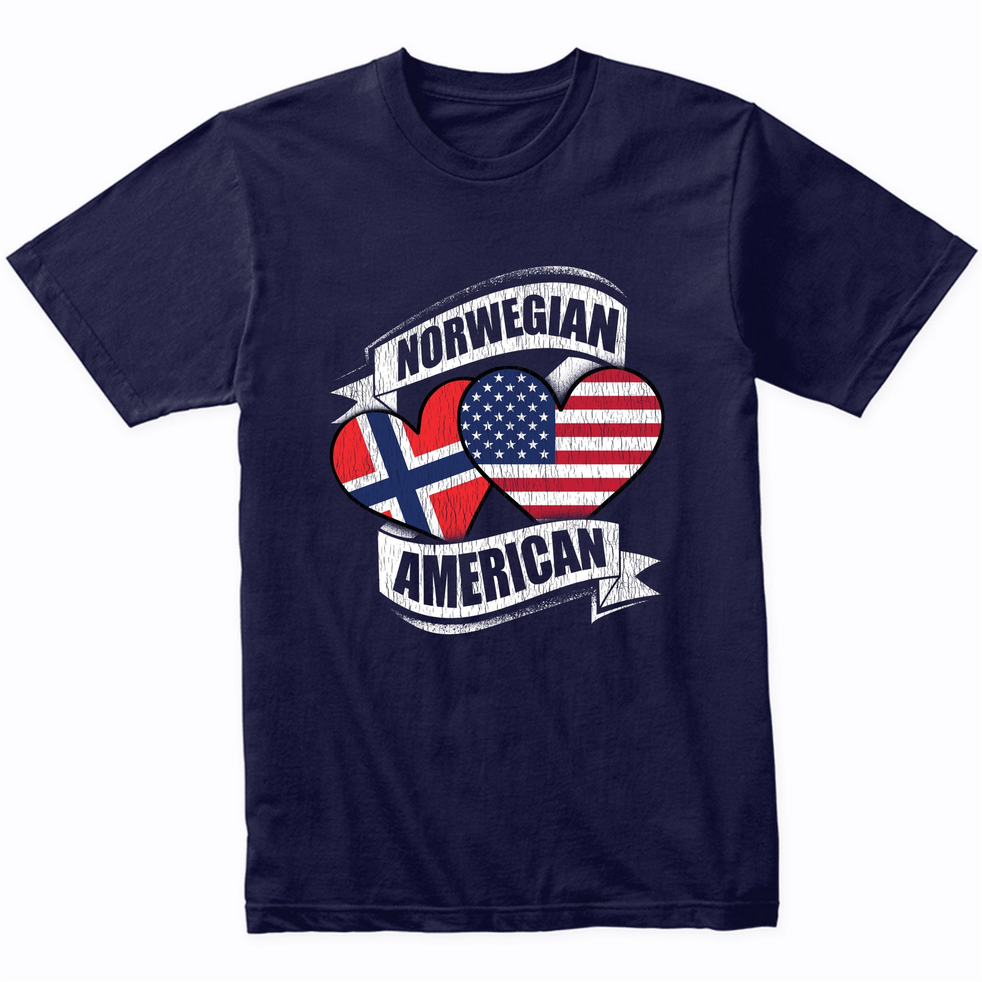 Norwegian American Hearts USA Norway Flags T-Shirt