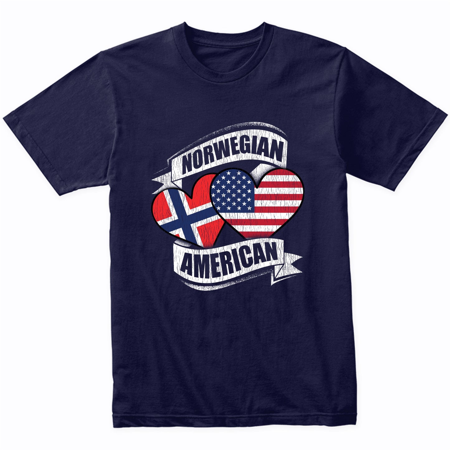 Norwegian American Hearts USA Norway Flags T-Shirt