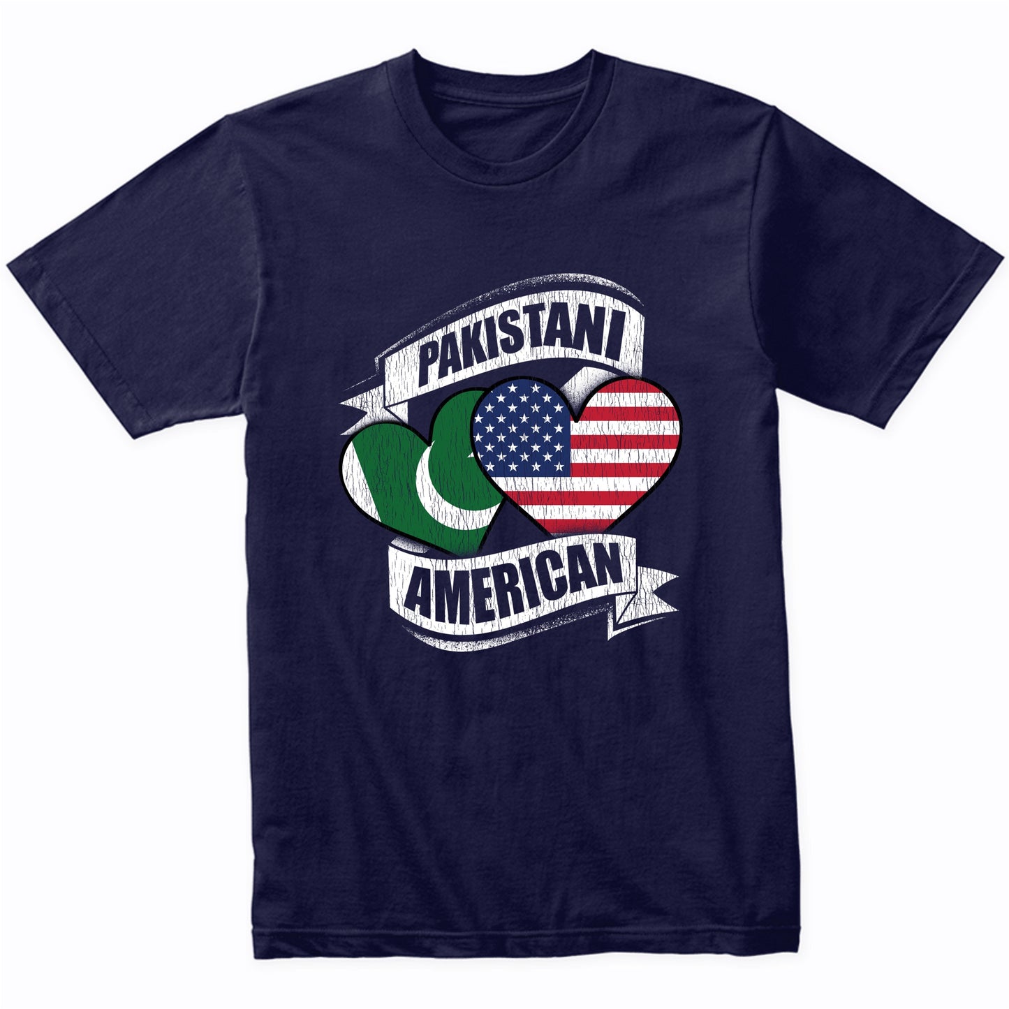 Pakistani American Hearts USA Pakistan Flags T-Shirt