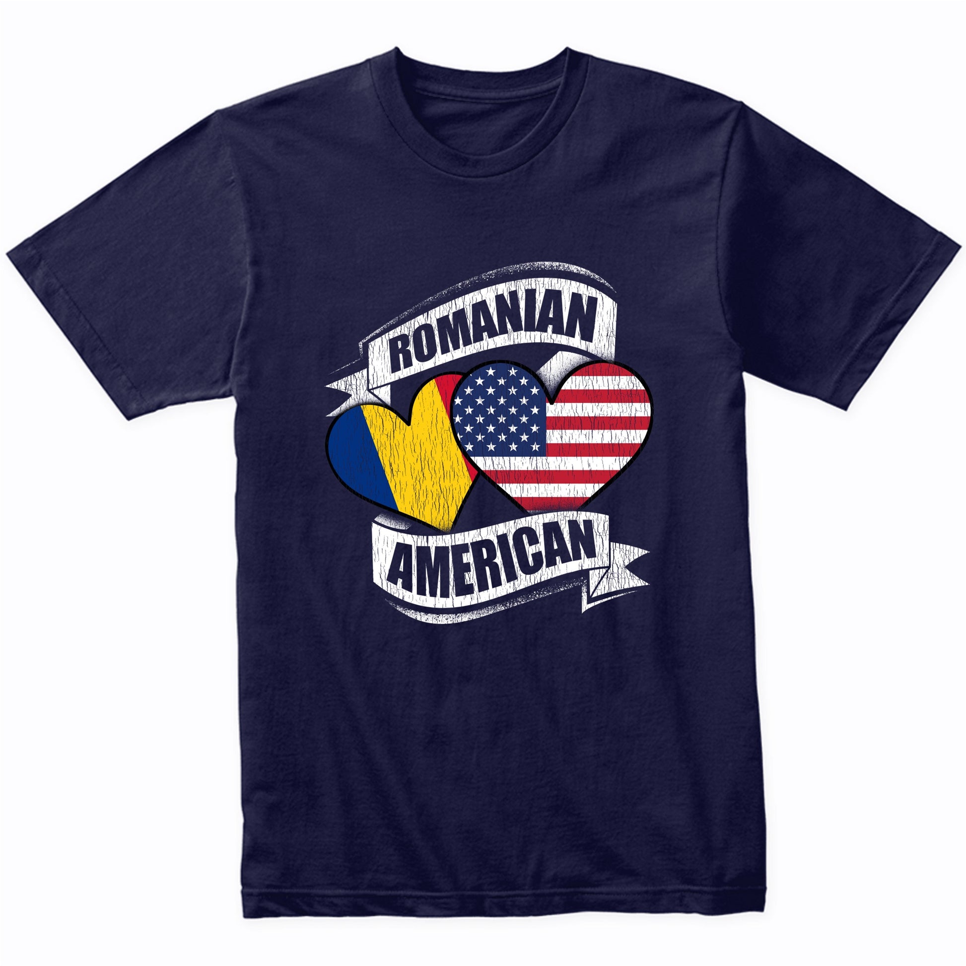 Romanian American Hearts USA Romania Flags T-Shirt