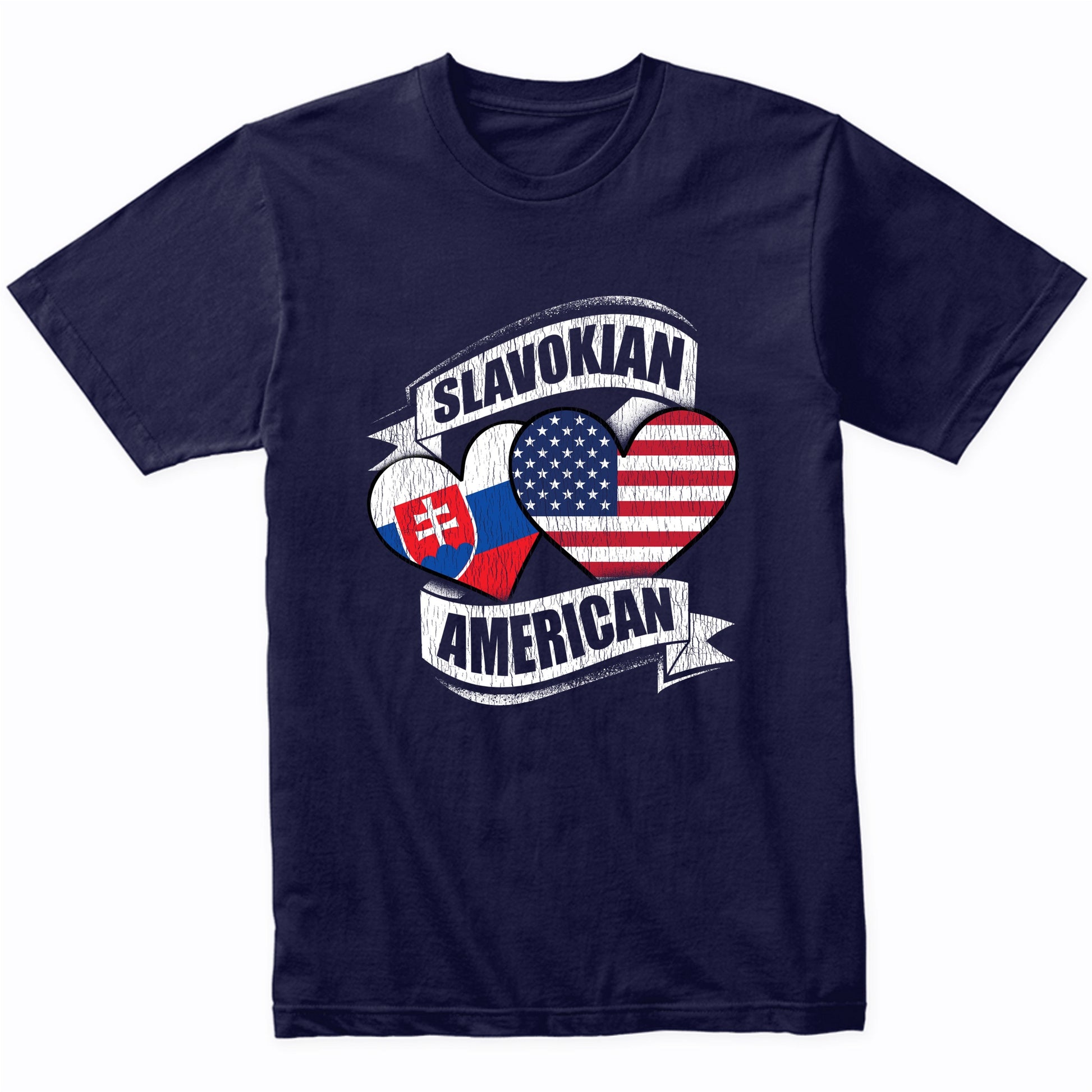 Slovakian American Hearts USA Slovakia Flags T-Shirt