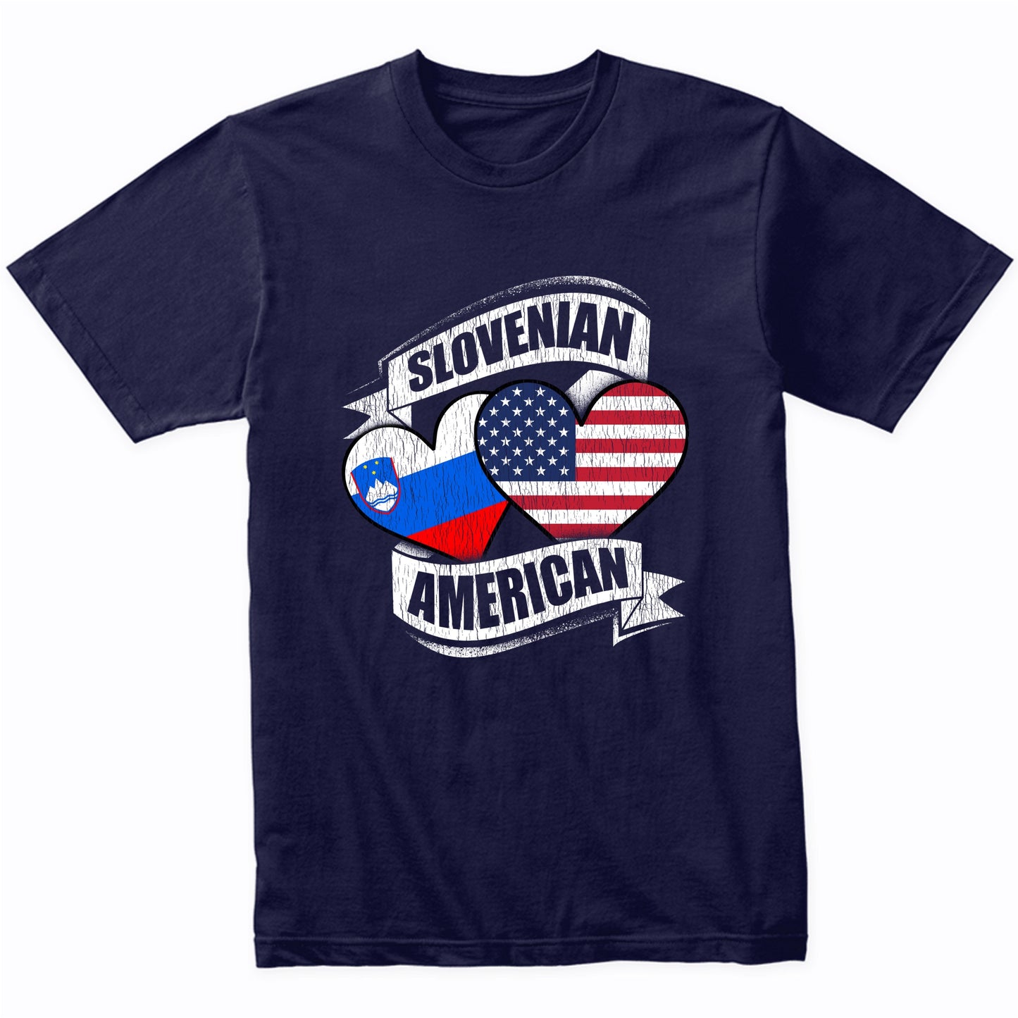 Slovenian American Hearts USA Slovenia Flags T-Shirt