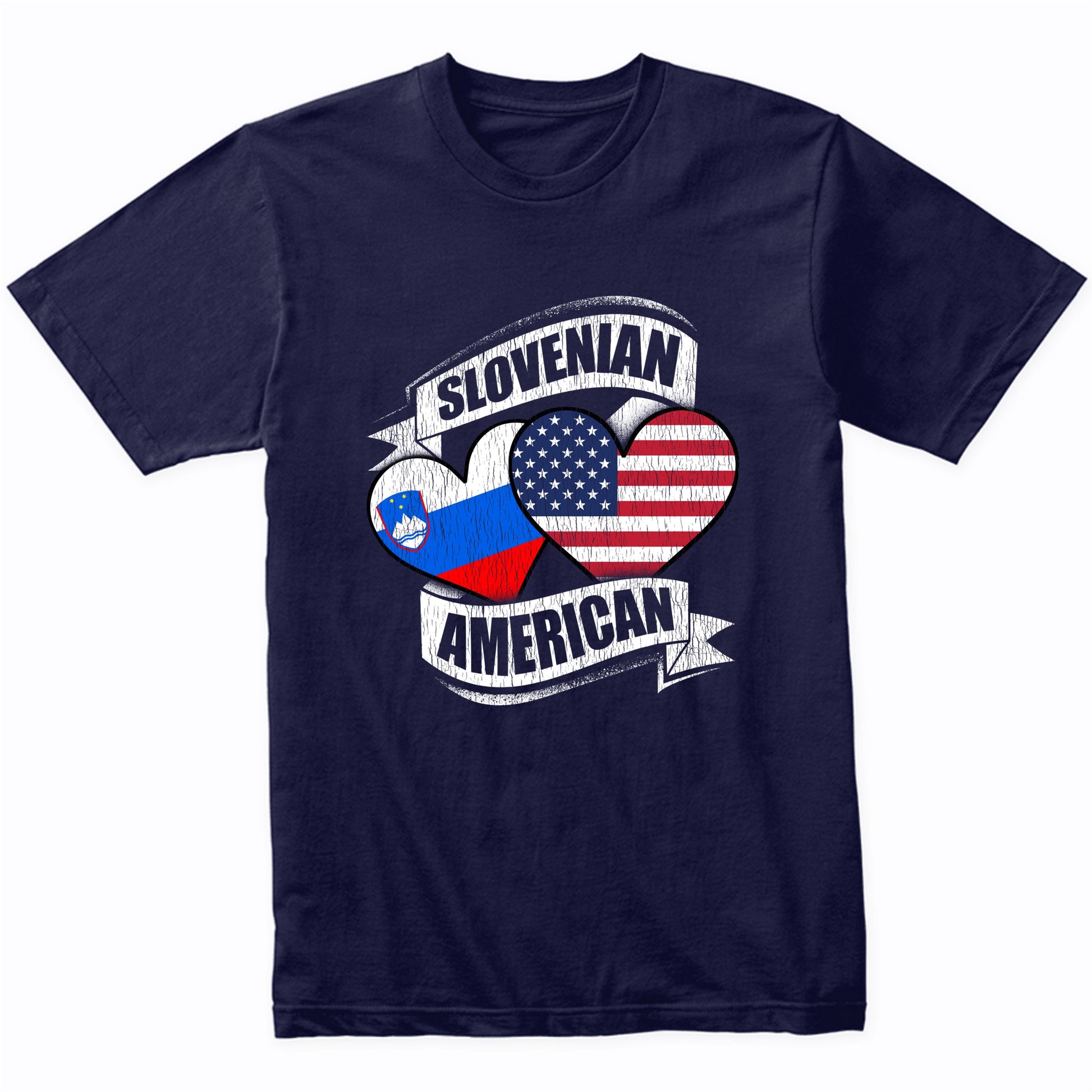 Slovenian American Hearts USA Slovenia Flags T-Shirt