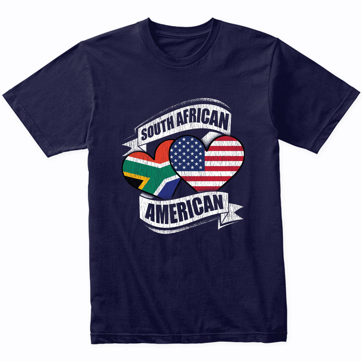 South African American Hearts USA South Africa Flags T-Shirt