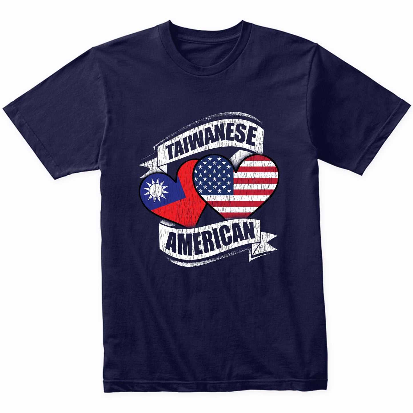 Taiwanese American Hearts USA Taiwan Flags T-Shirt