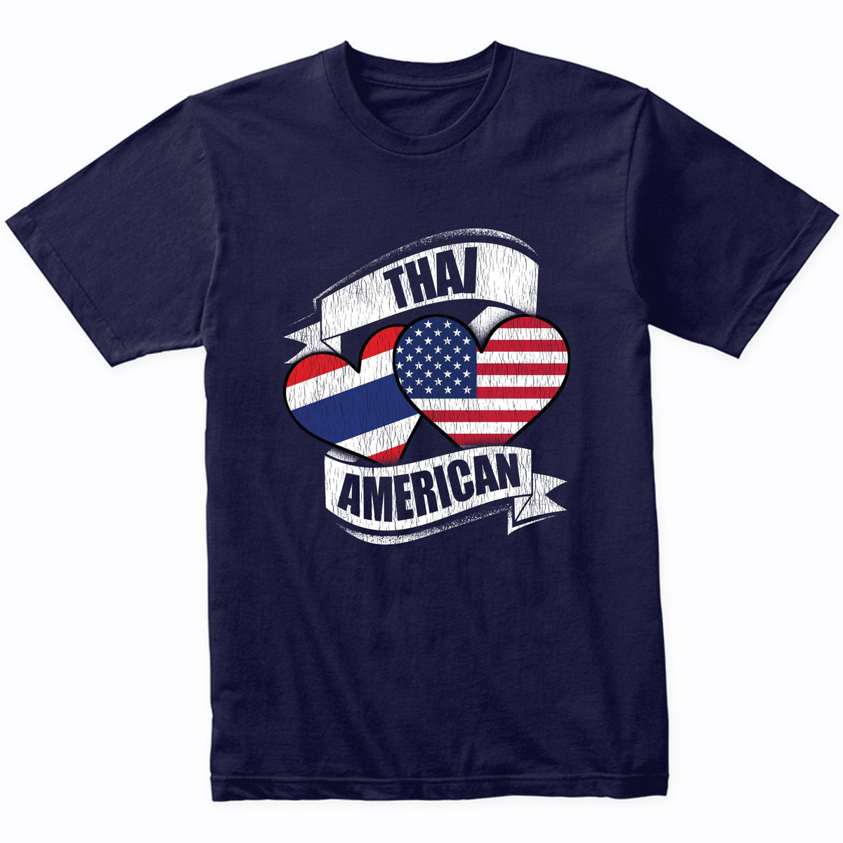 Thai American Hearts USA Thailand Flags T-Shirt