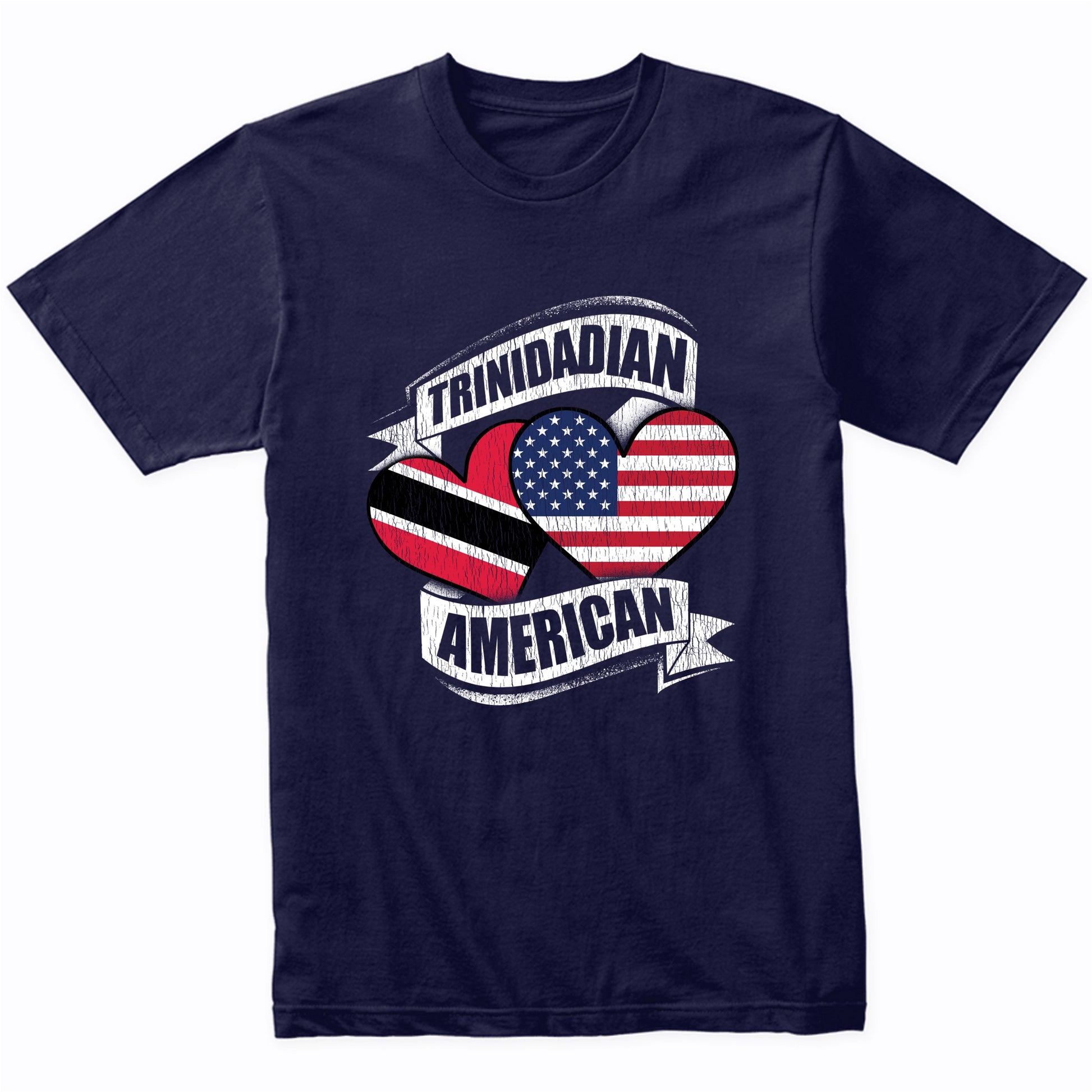 Trinidadian American Hearts USA Trinidad and Tobago Flags T-Shirt