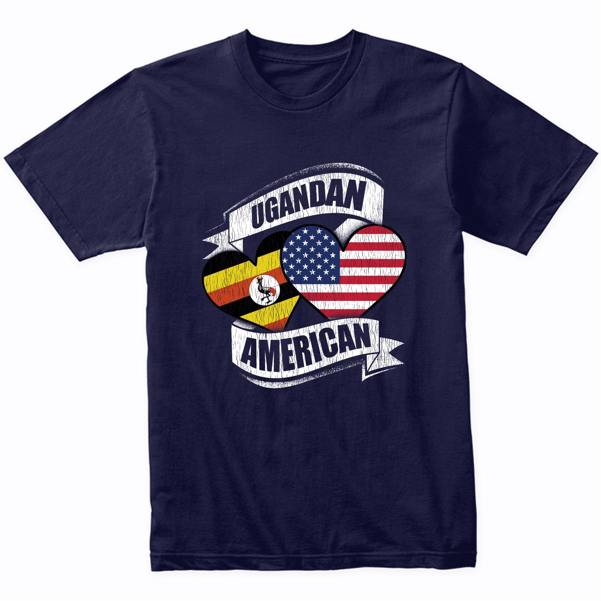 Ugandan American Hearts USA Uganda Flags T-Shirt
