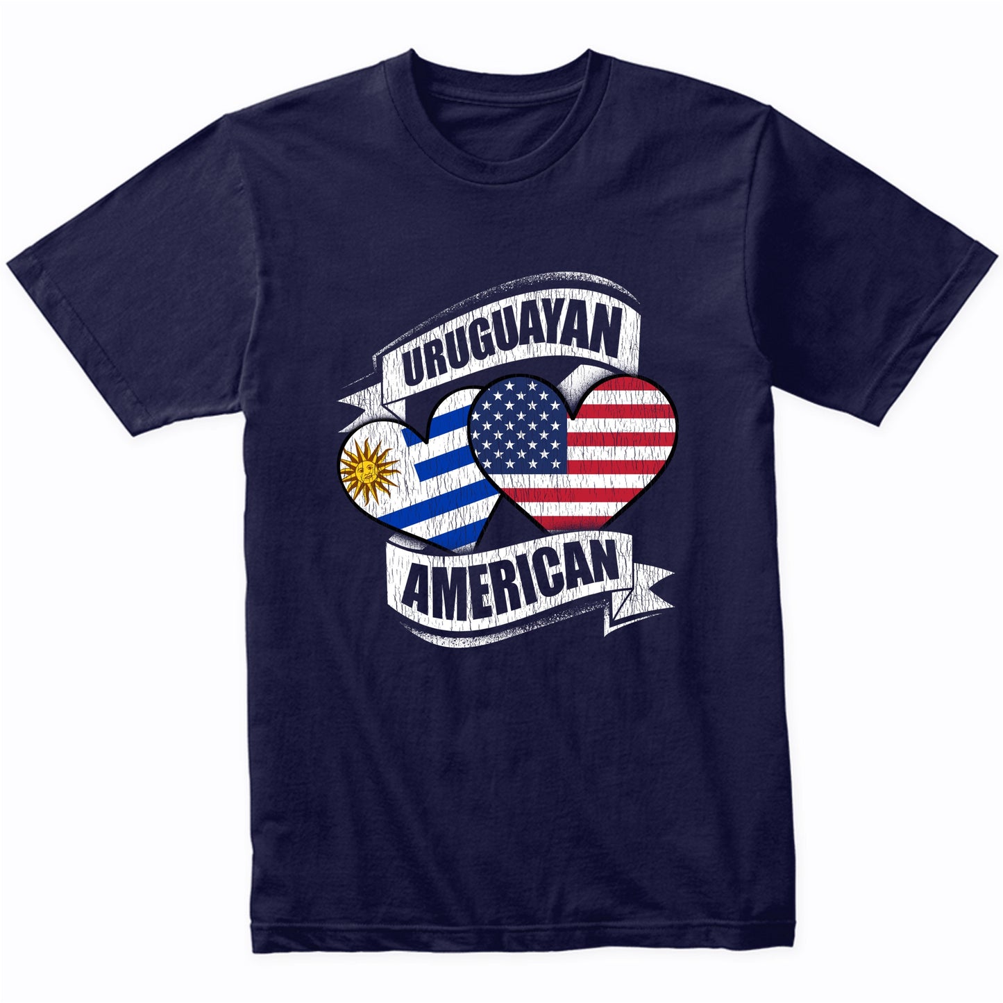 Uruguayan American Hearts USA Uruguay Flags T-Shirt