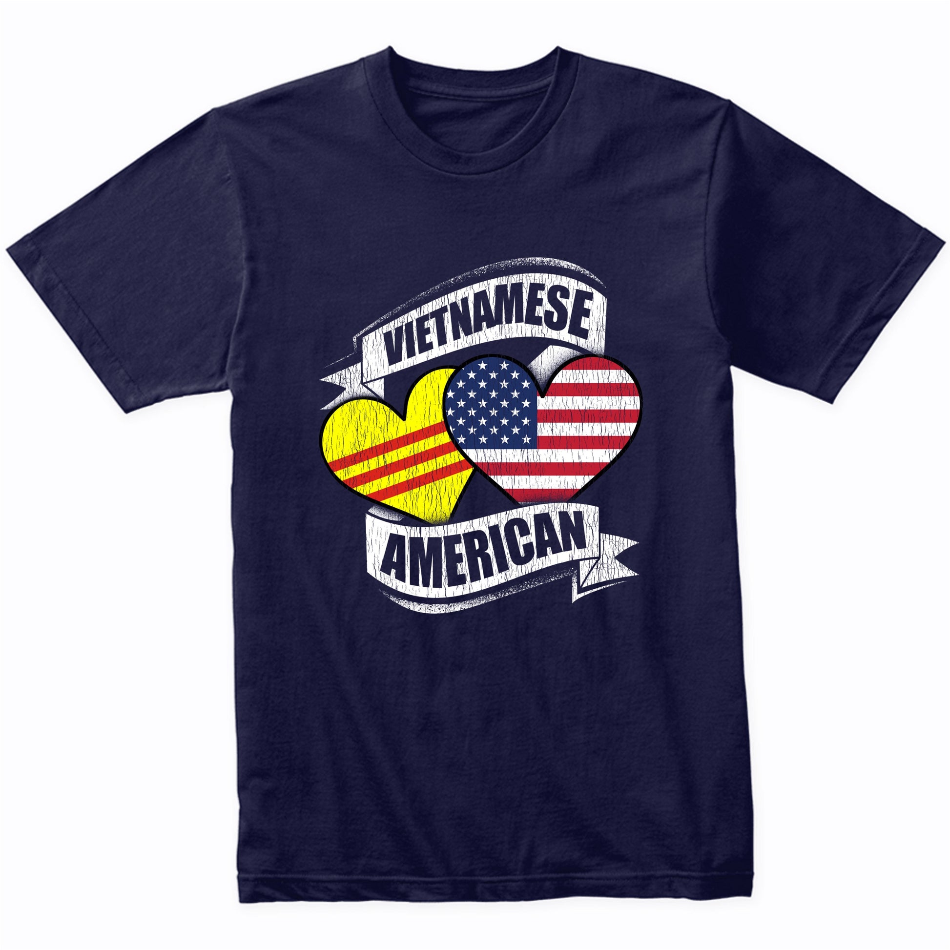Vietnamese American Hearts USA Vietnam Flags T-Shirt