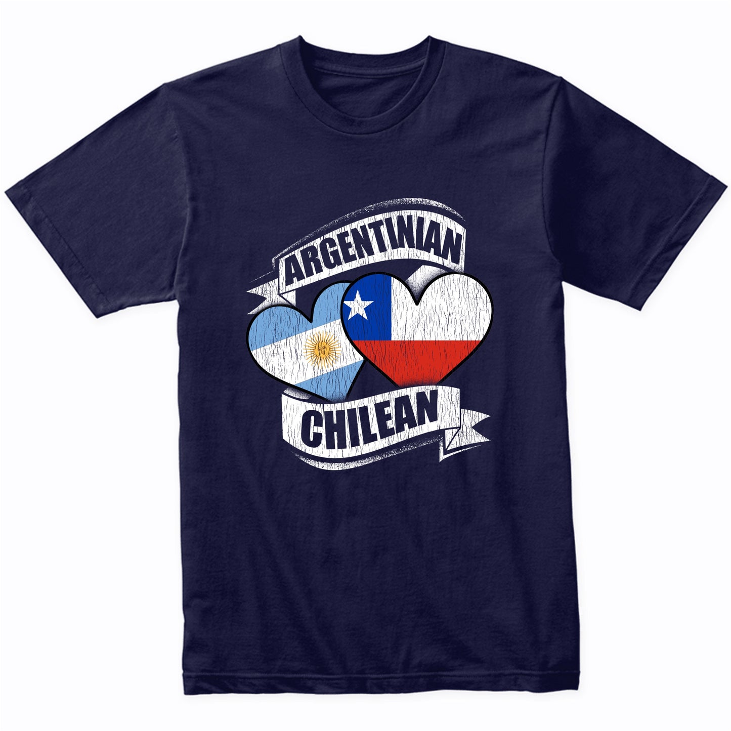 Argentinian Chilean Hearts Argentina Chile Flags T-Shirt