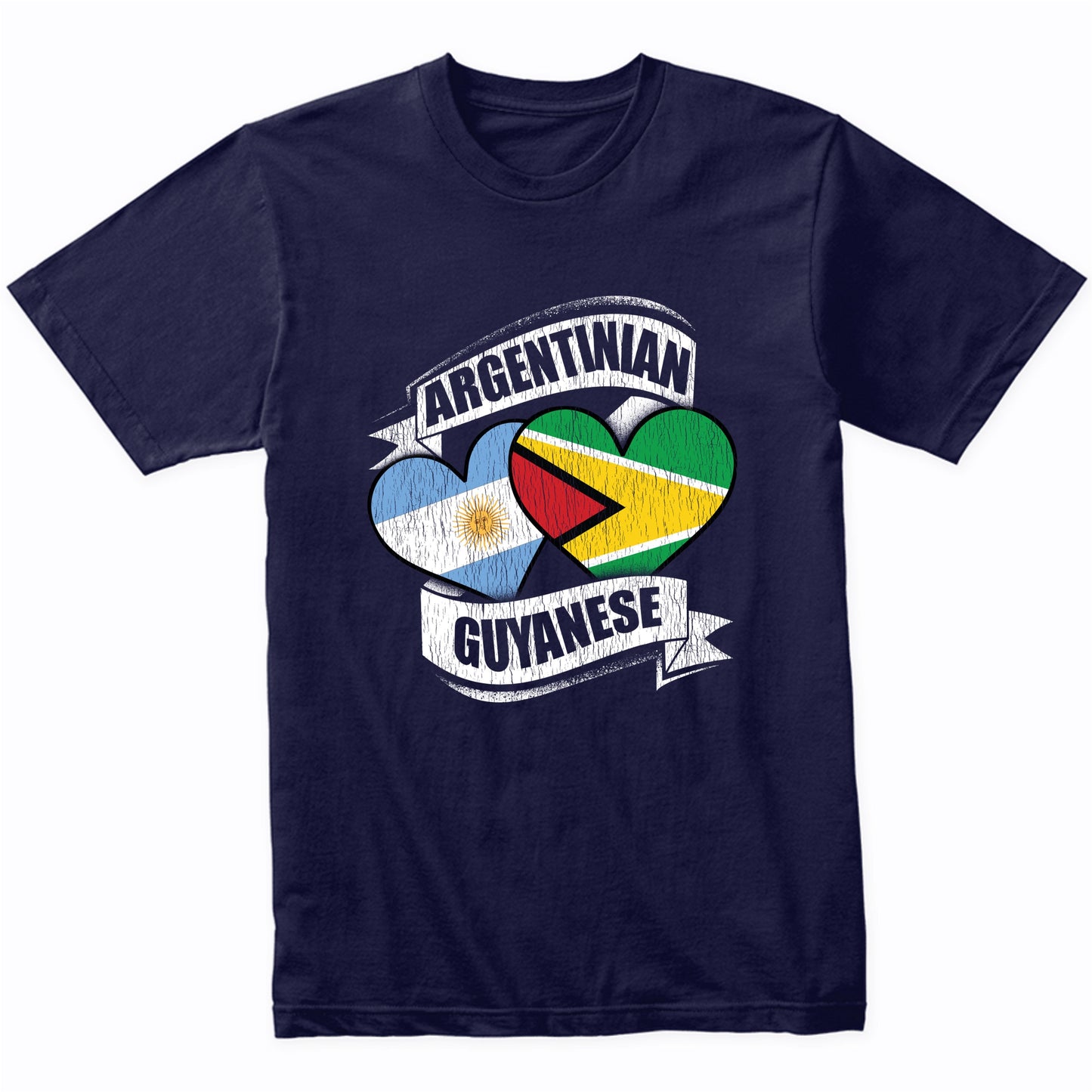 Argentinian Guyanese Hearts Argentina Guyana Flags T-Shirt