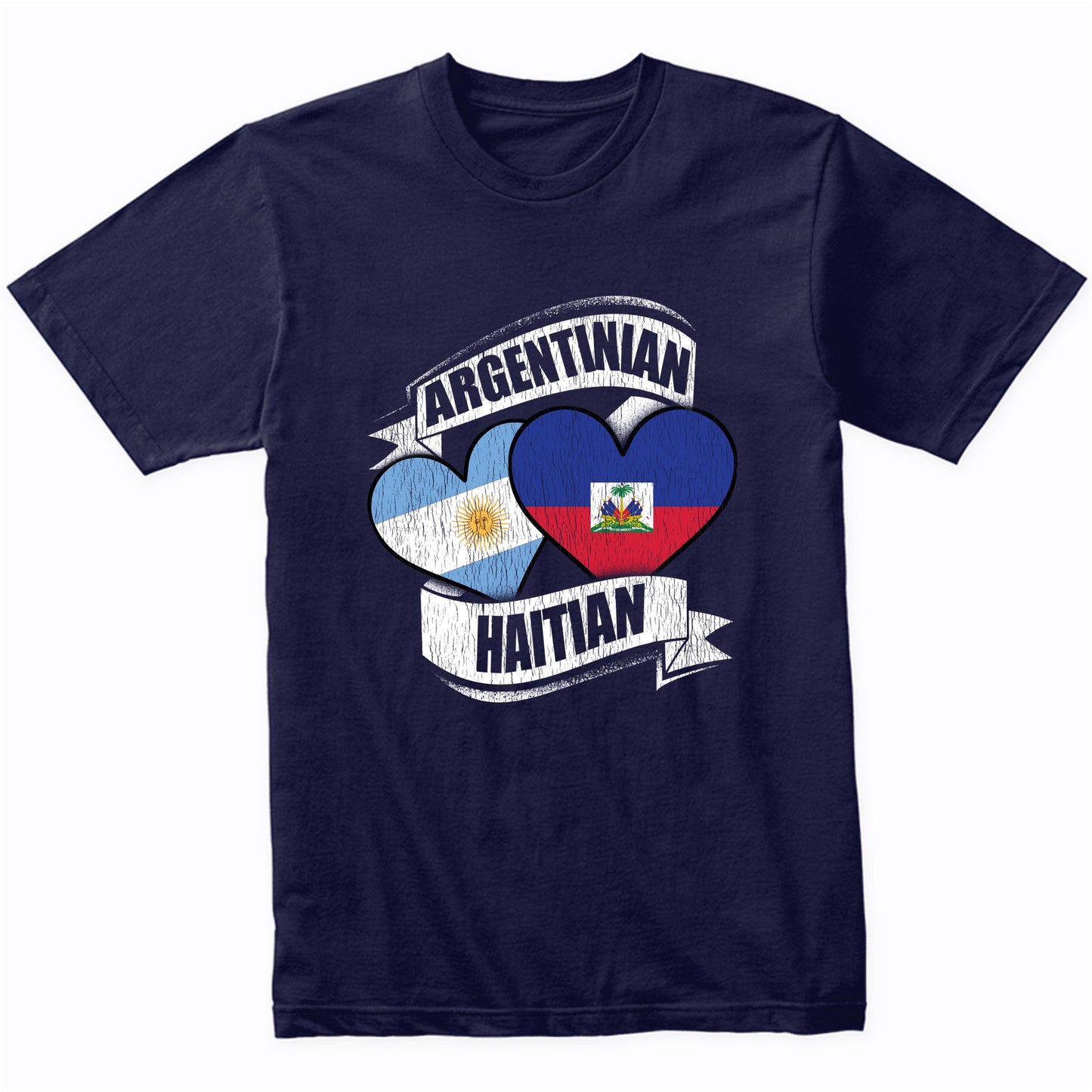 Argentinian Haitian Hearts Argentina Haiti Flags T-Shirt