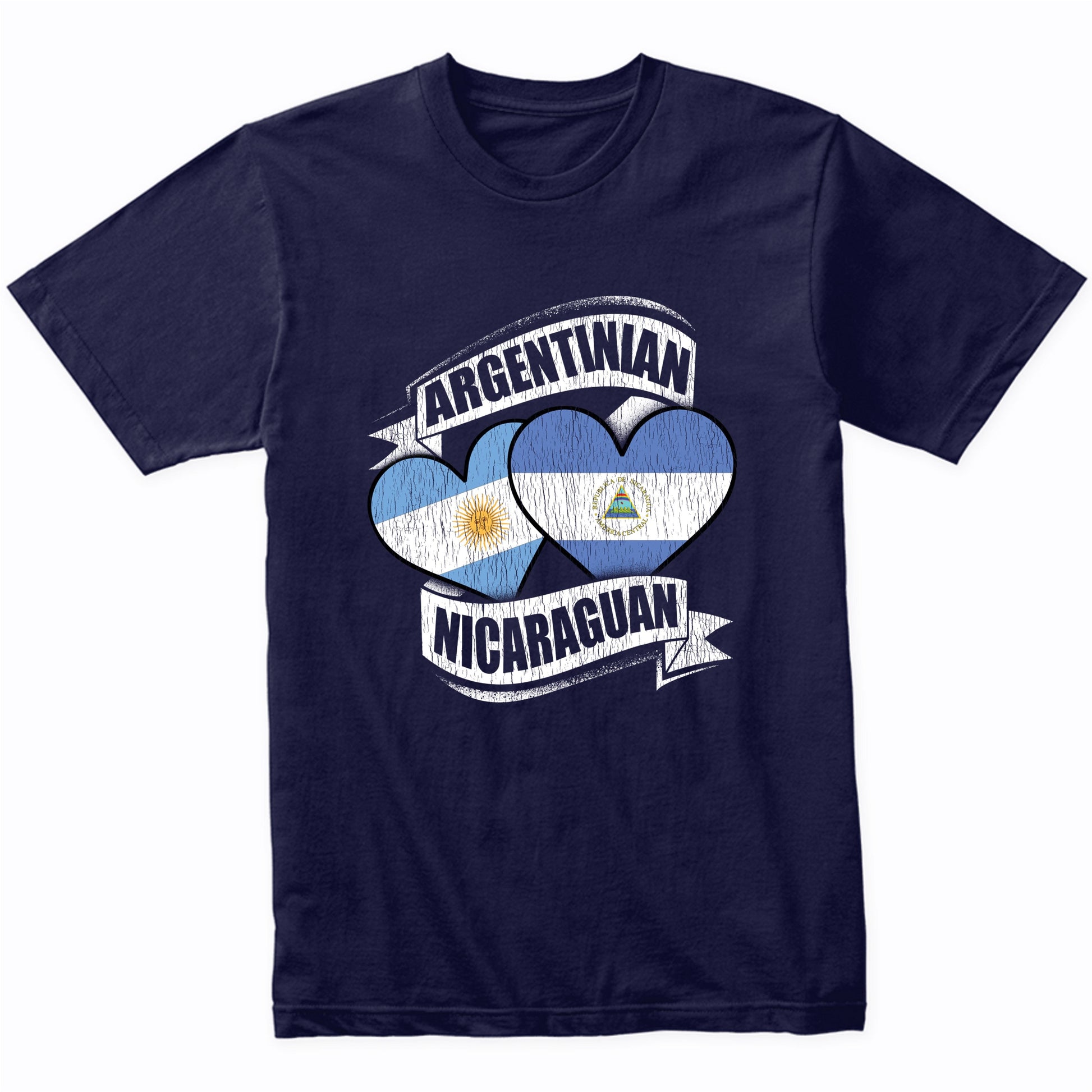 Argentinian Nicaraguan Hearts Argentina Nicaragua Flags T-Shirt