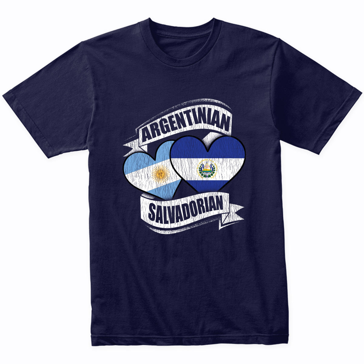 Argentinian Salvadorian Hearts Argentina El Salvador Flags T-Shirt