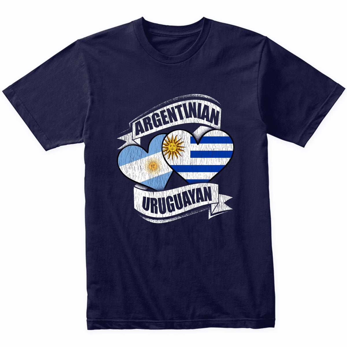 Argentinian Uruguayan Hearts Argentina Uruguay Flags T-Shirt
