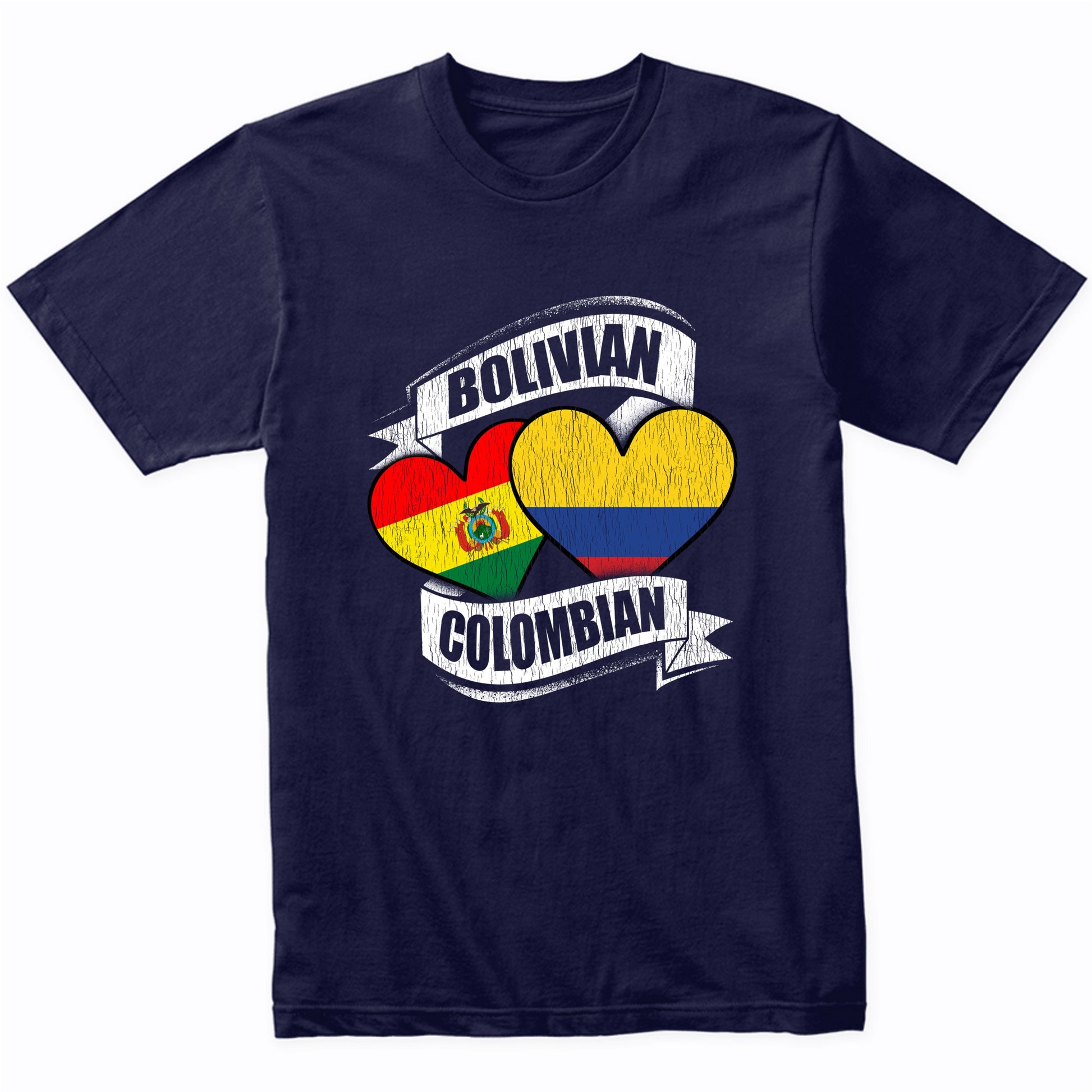 Bolivian Colombian Hearts Bolivia Colombia Flags T-Shirt