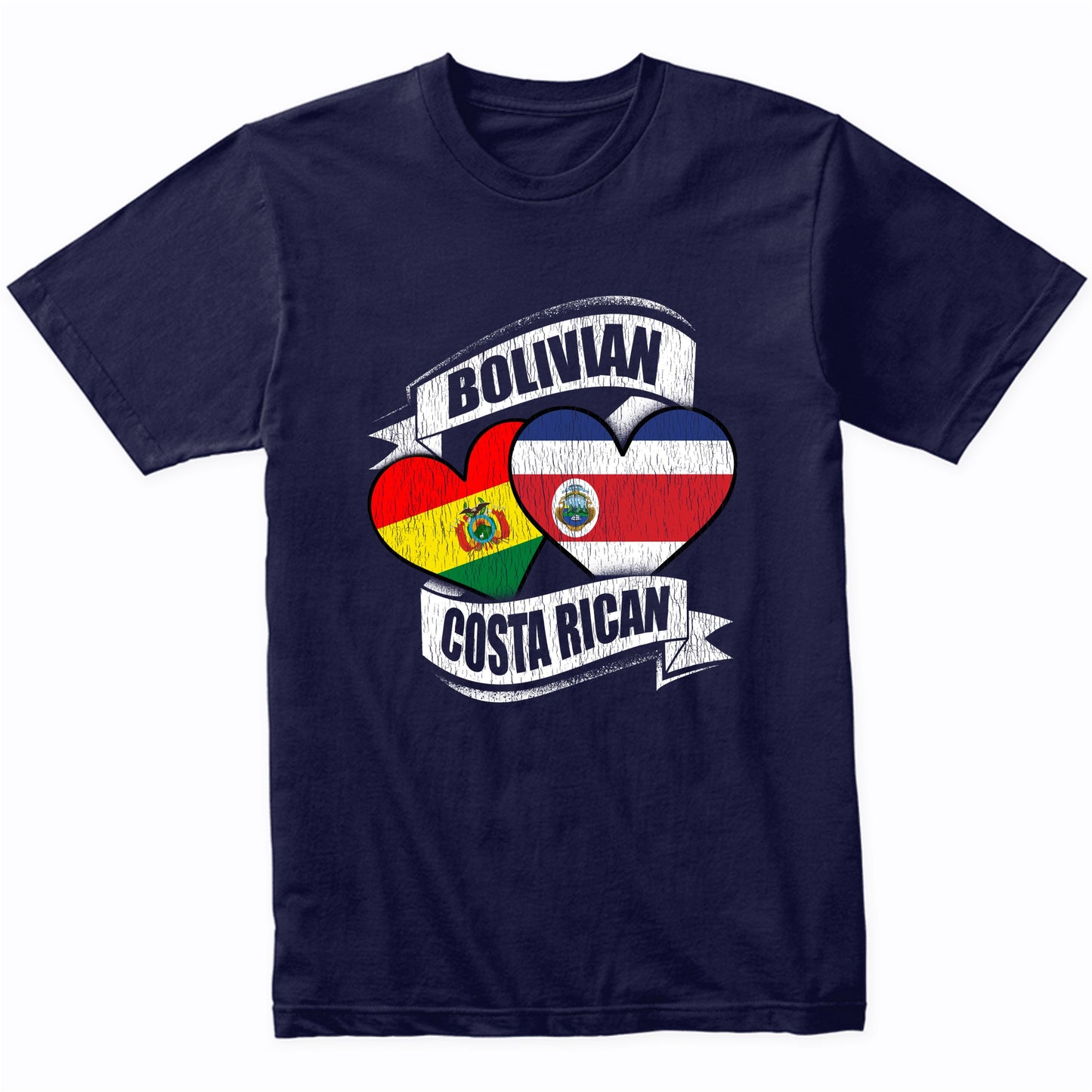 Bolivian Costa Rican Hearts Bolivia Costa Rica Flags T-Shirt