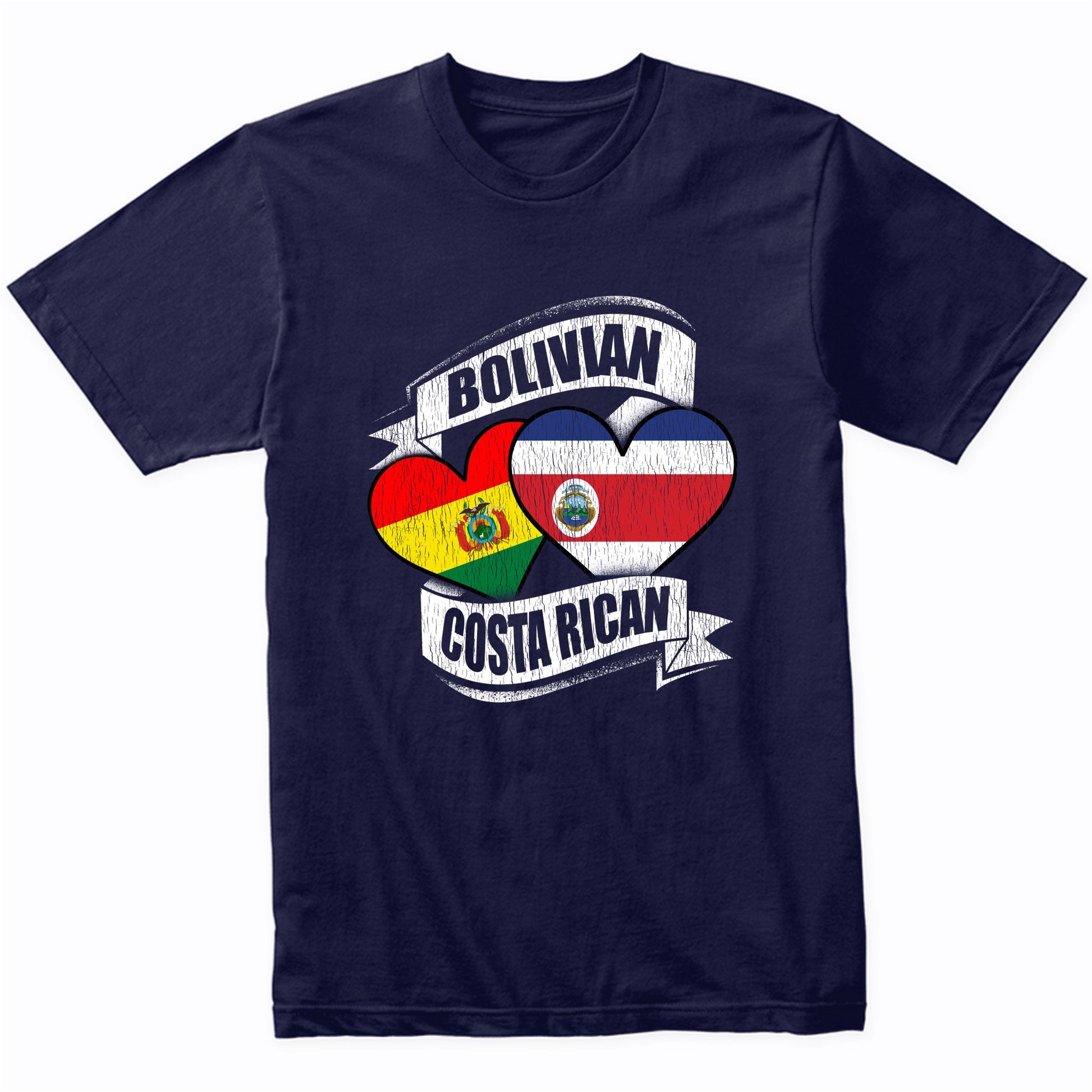 Bolivian Costa Rican Hearts Bolivia Costa Rica Flags T-Shirt