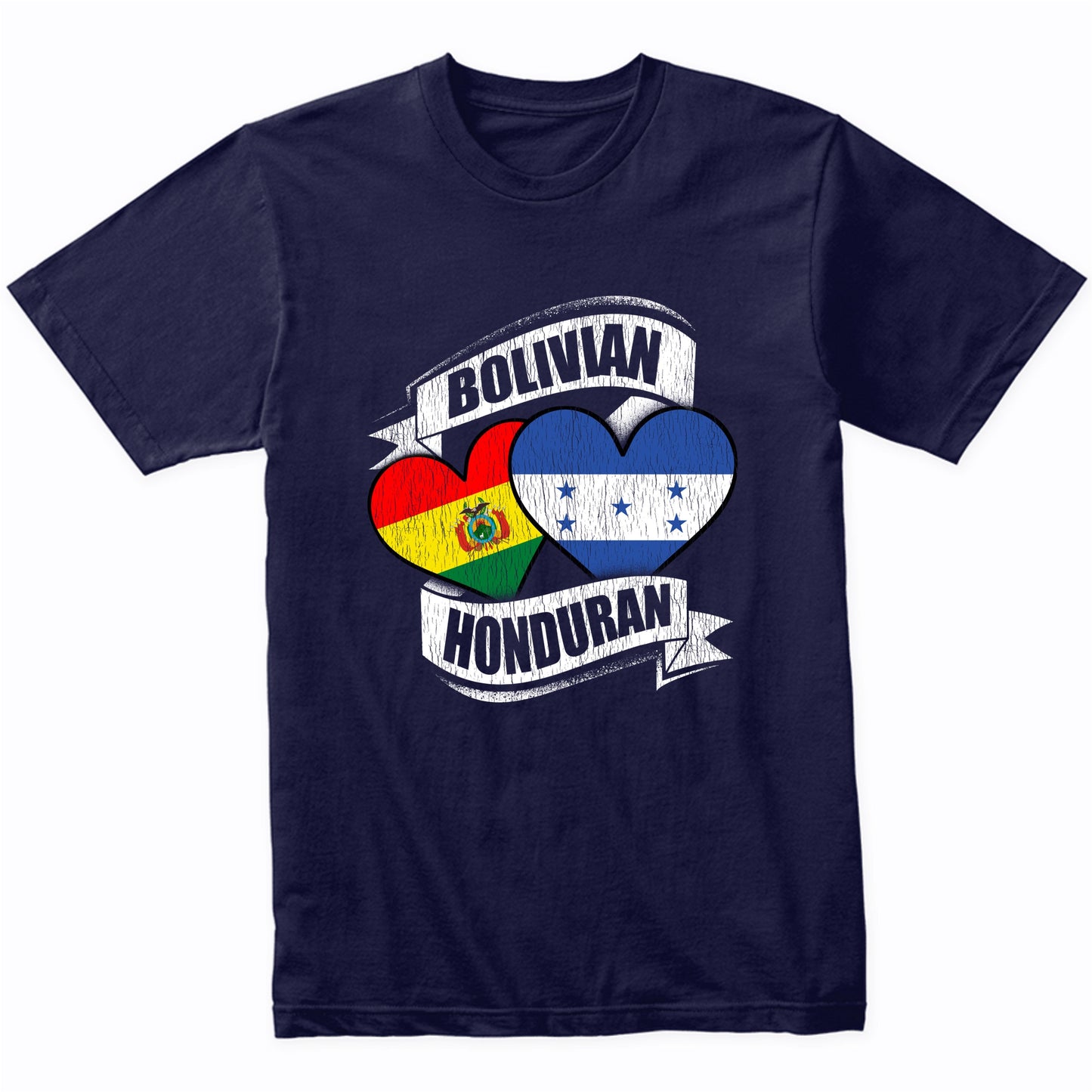 Bolivian Honduran Hearts Bolivia Honduras Flags T-Shirt