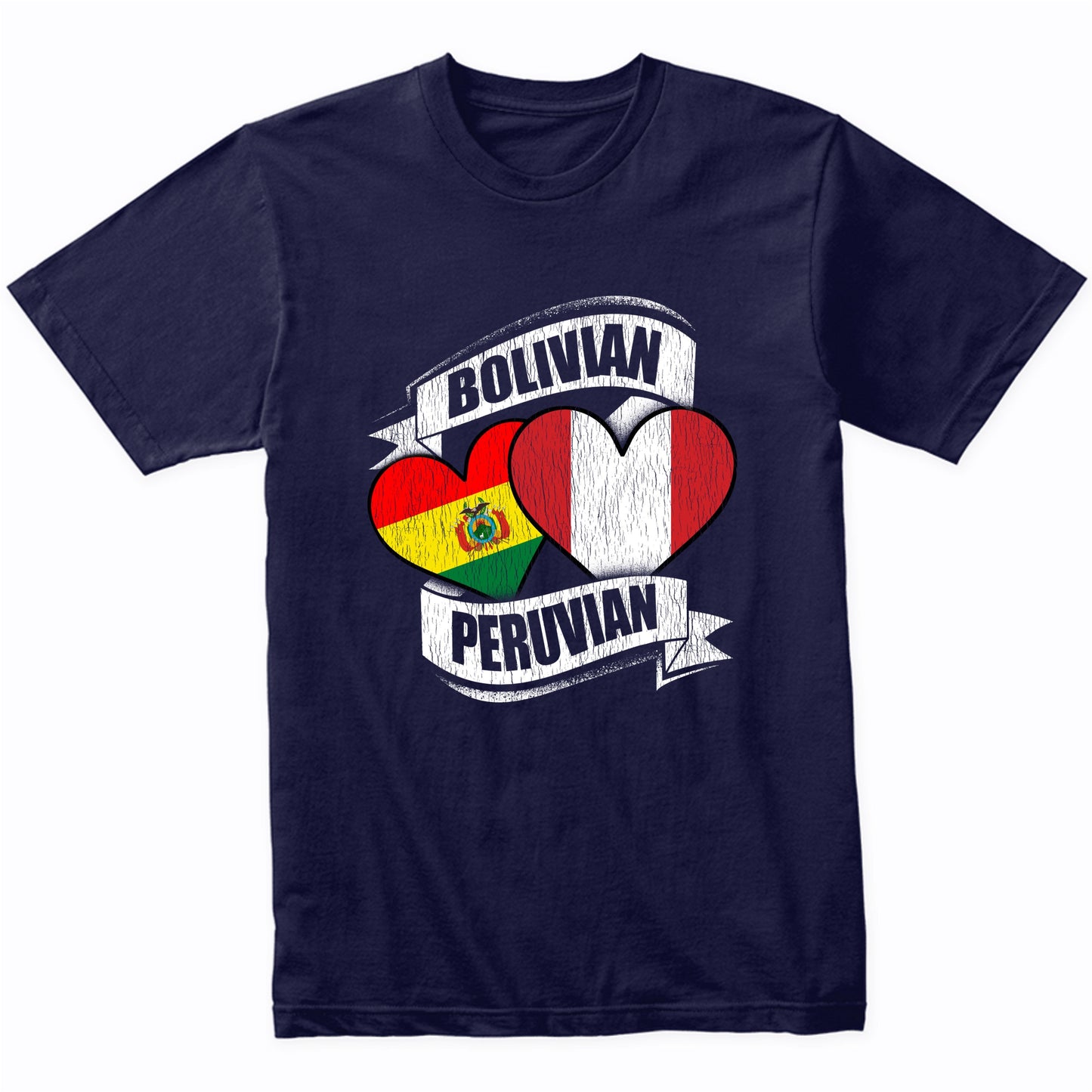 Bolivian Peruvian Hearts Bolivia Peru Flags T-Shirt